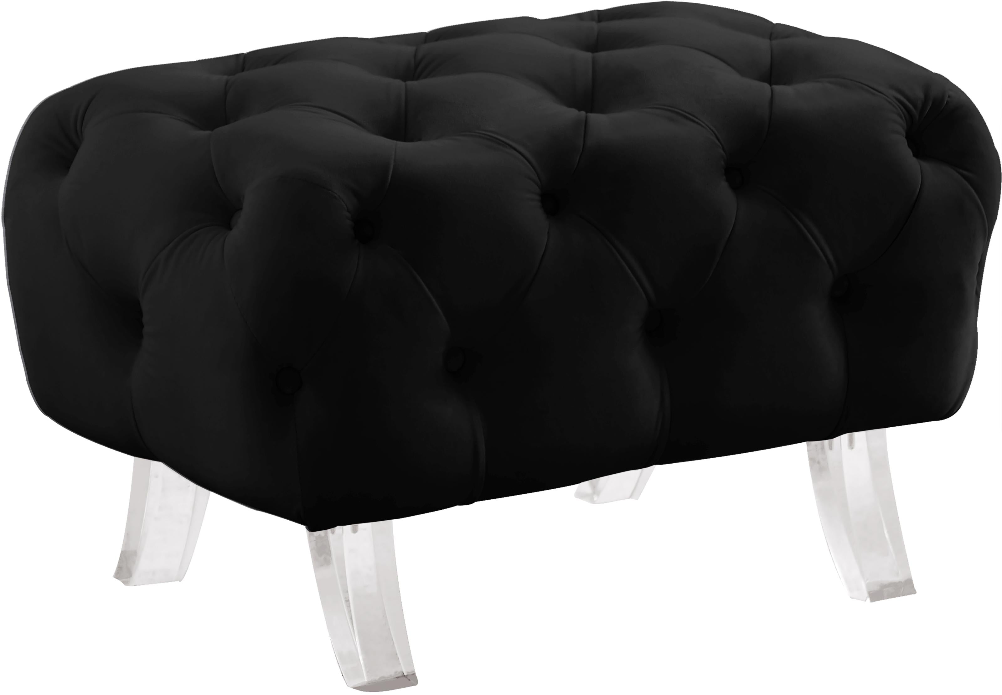 Crescent Black Velvet Ottoman - Luxury Home Furniture (MI)