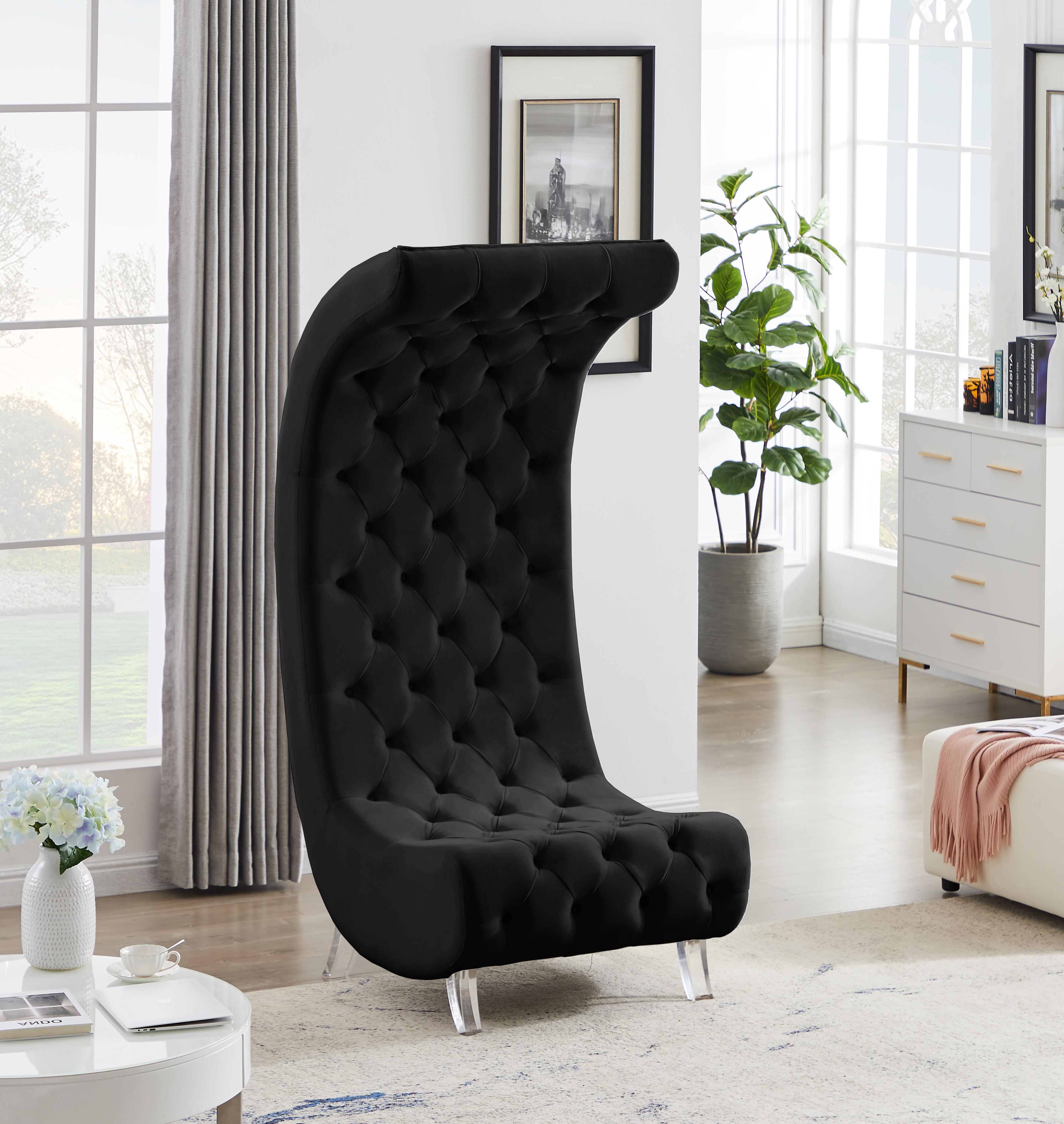 Crescent Black Velvet Accent Chair - Luxury Home Furniture (MI)