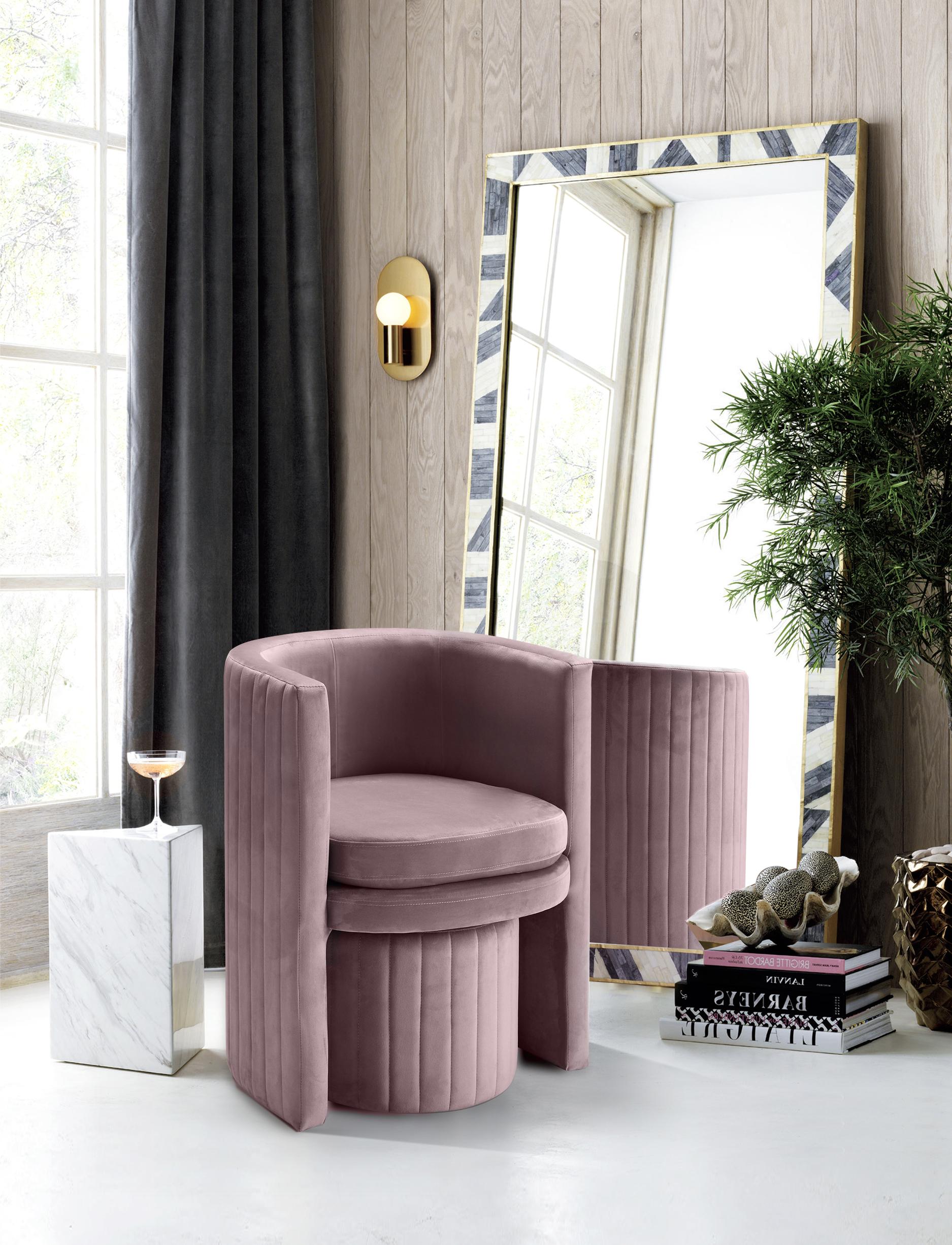 Selena Pink Velvet Accent Chair and Ottoman Set - Luxury Home Furniture (MI)