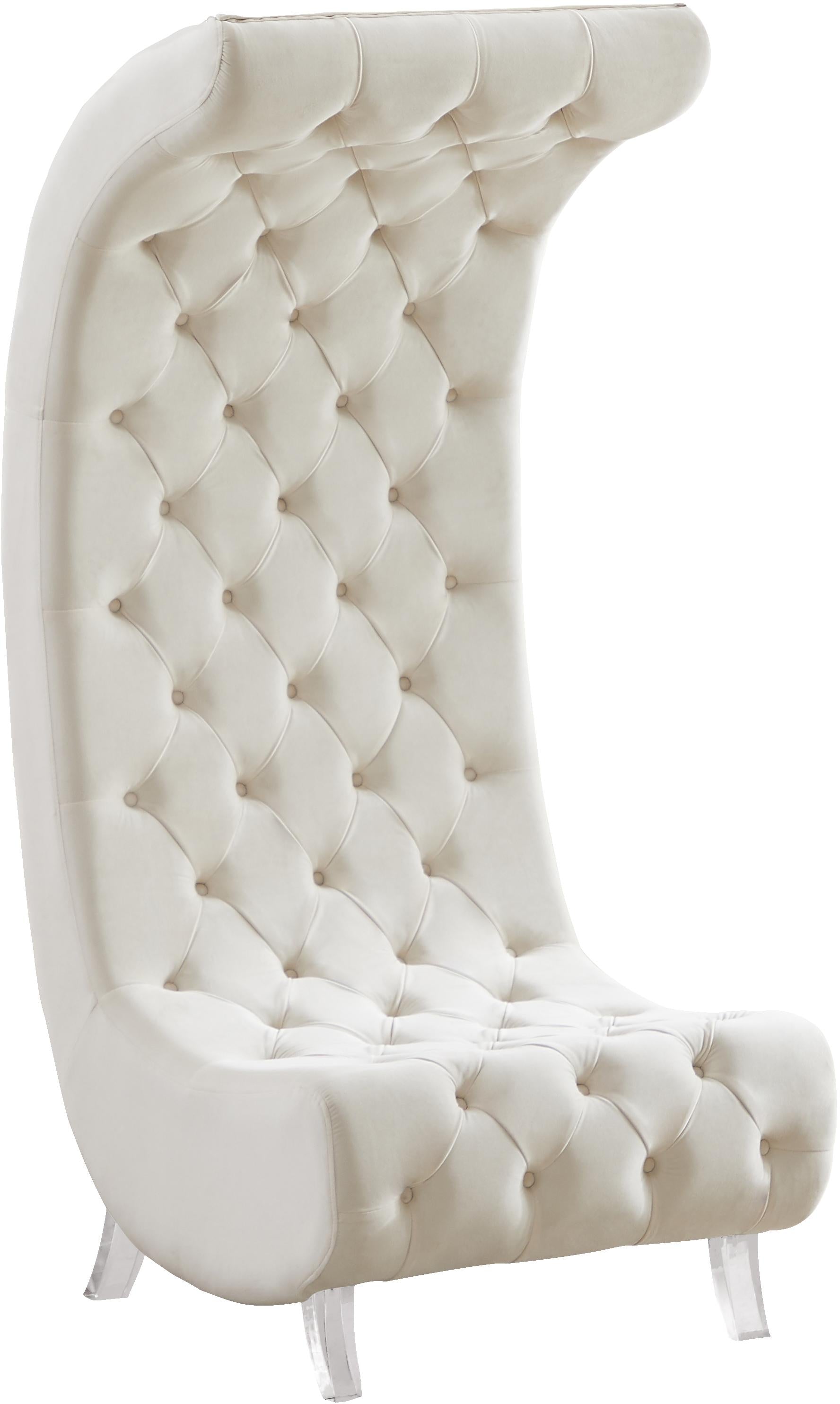 Crescent Cream Velvet Accent Chair - Luxury Home Furniture (MI)
