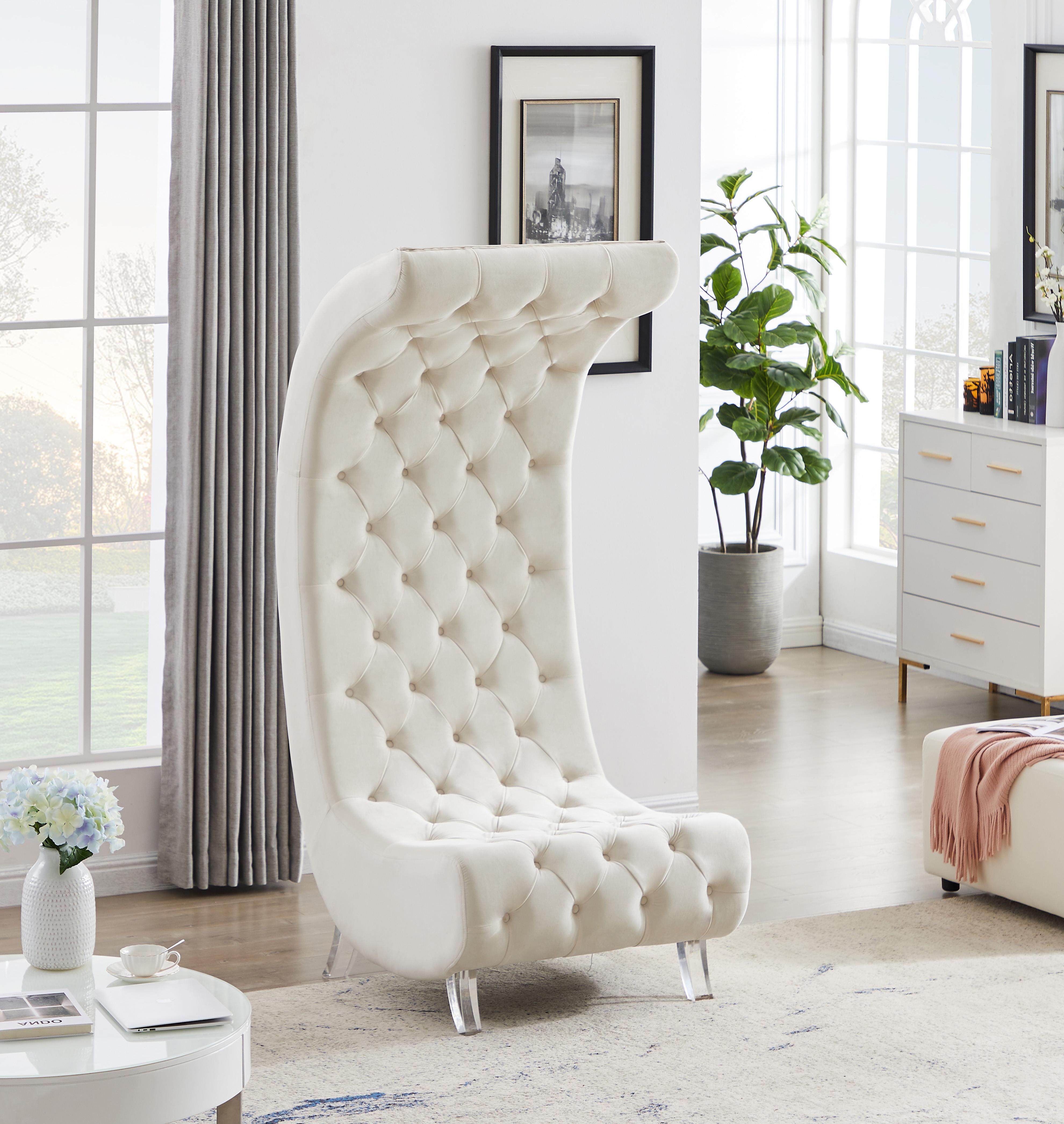 Crescent Cream Velvet Accent Chair - Luxury Home Furniture (MI)