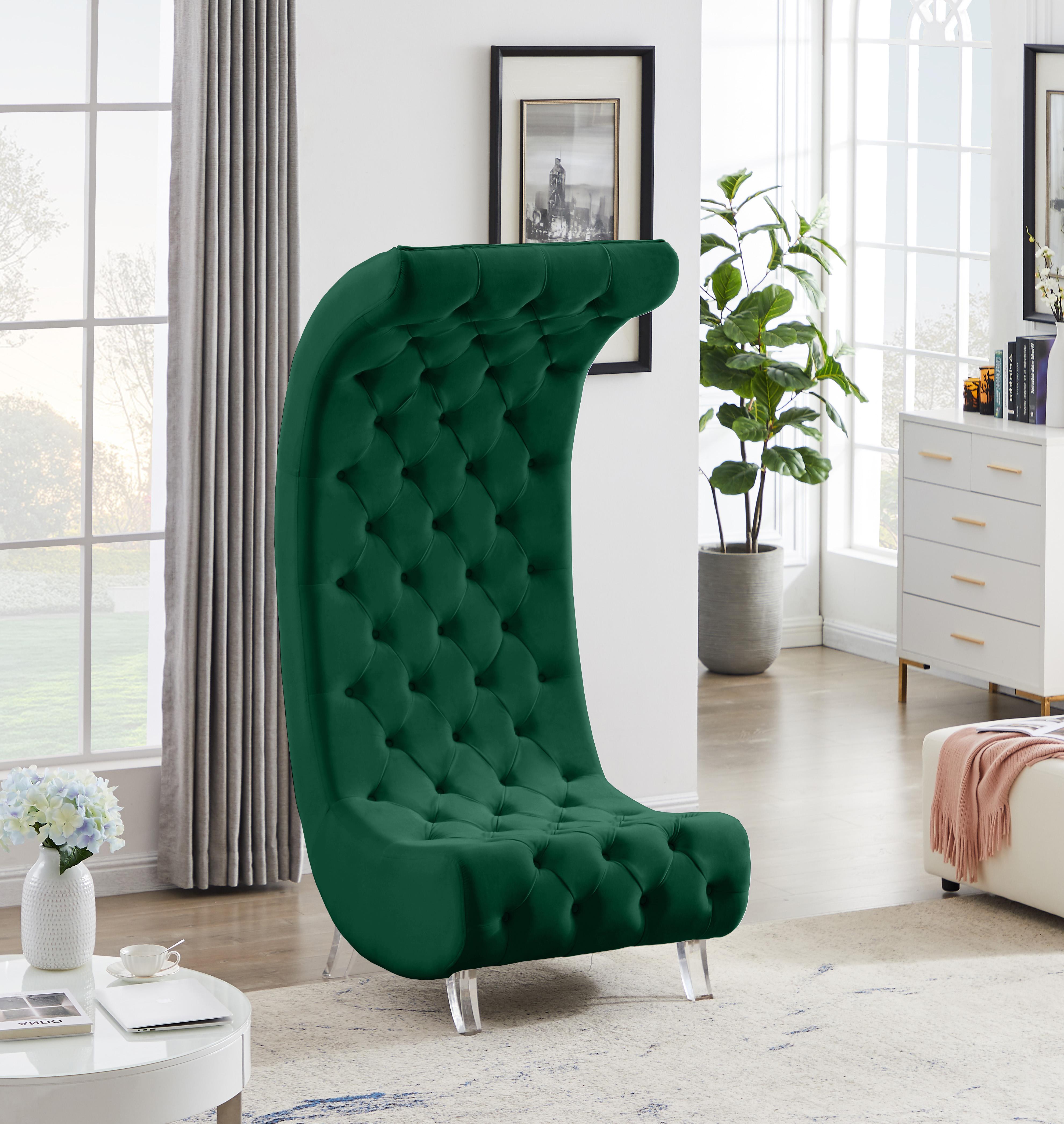 Crescent Green Velvet Accent Chair - Luxury Home Furniture (MI)