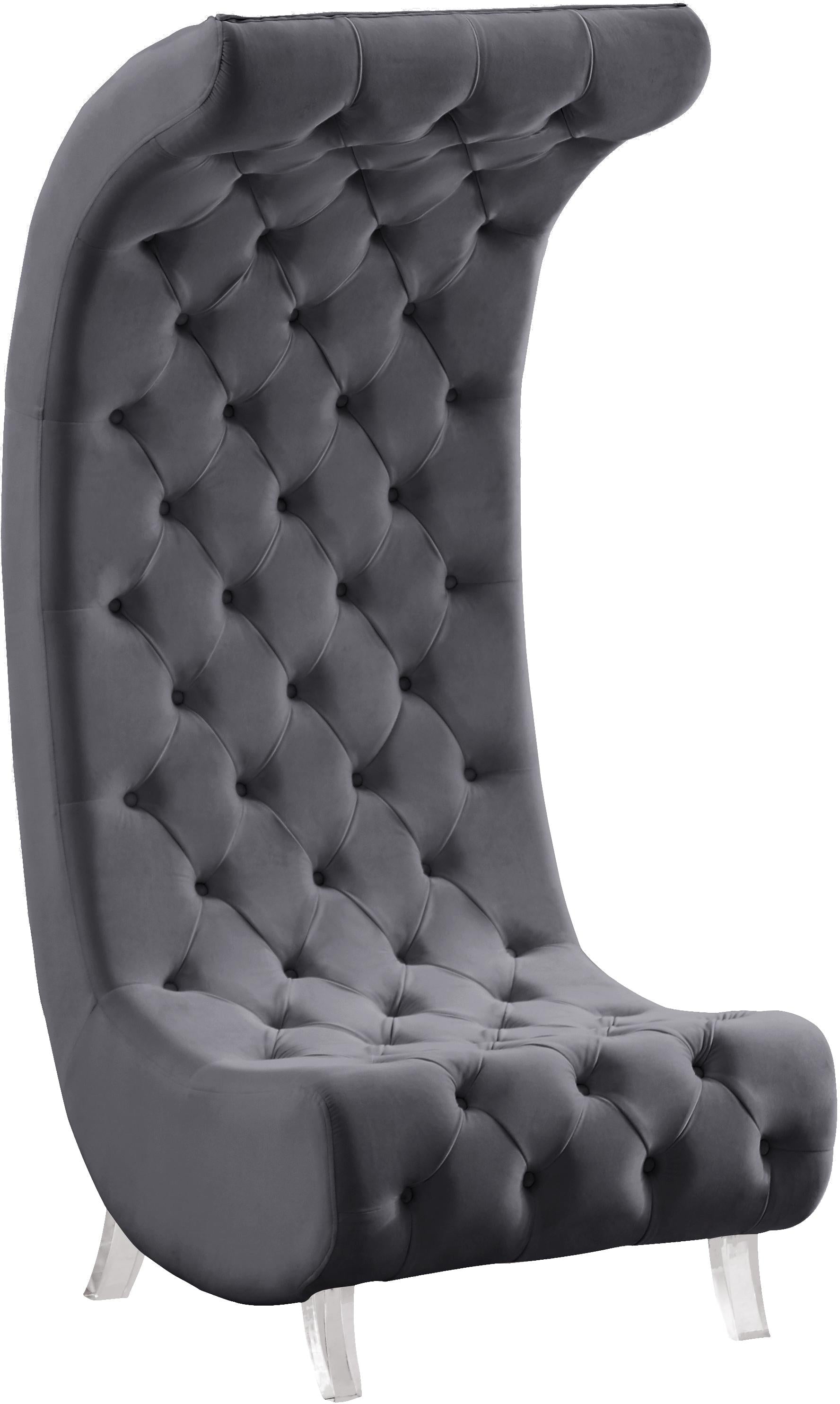 Crescent Grey Velvet Accent Chair - Luxury Home Furniture (MI)