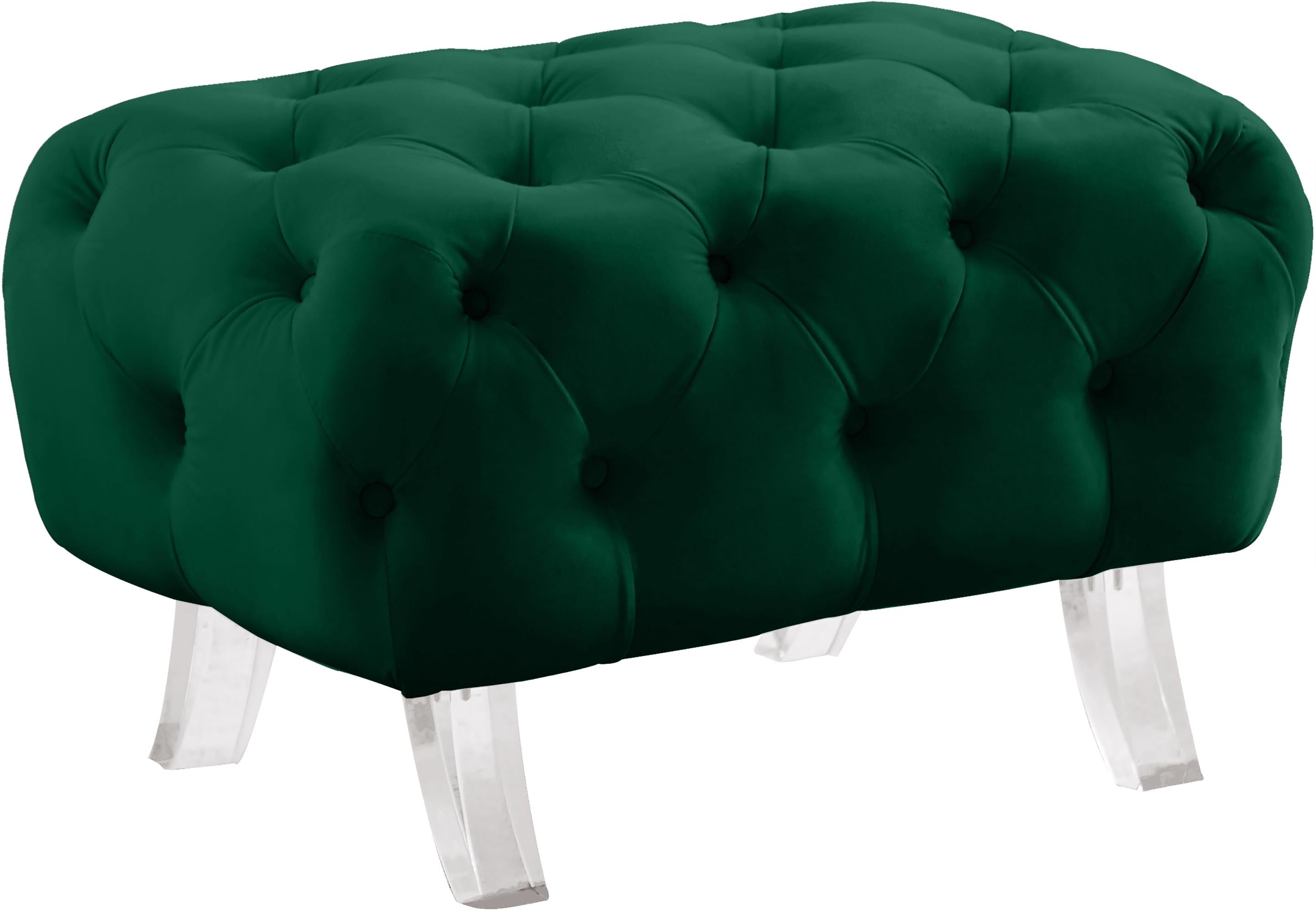 Crescent Green Velvet Ottoman - Luxury Home Furniture (MI)