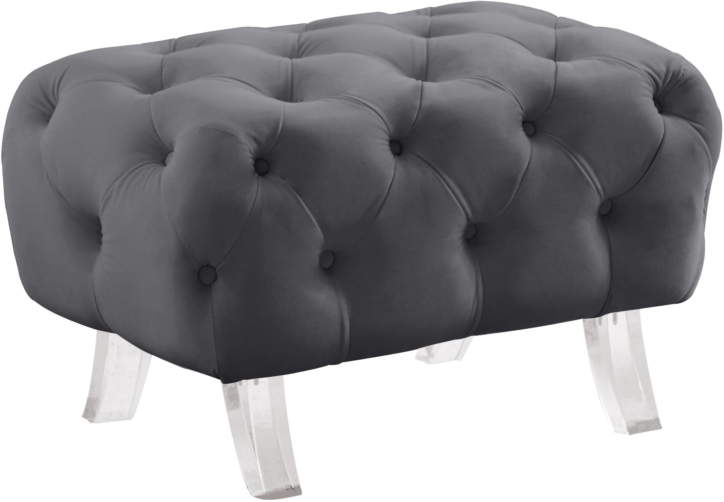 Crescent Grey Velvet Ottoman - Luxury Home Furniture (MI)