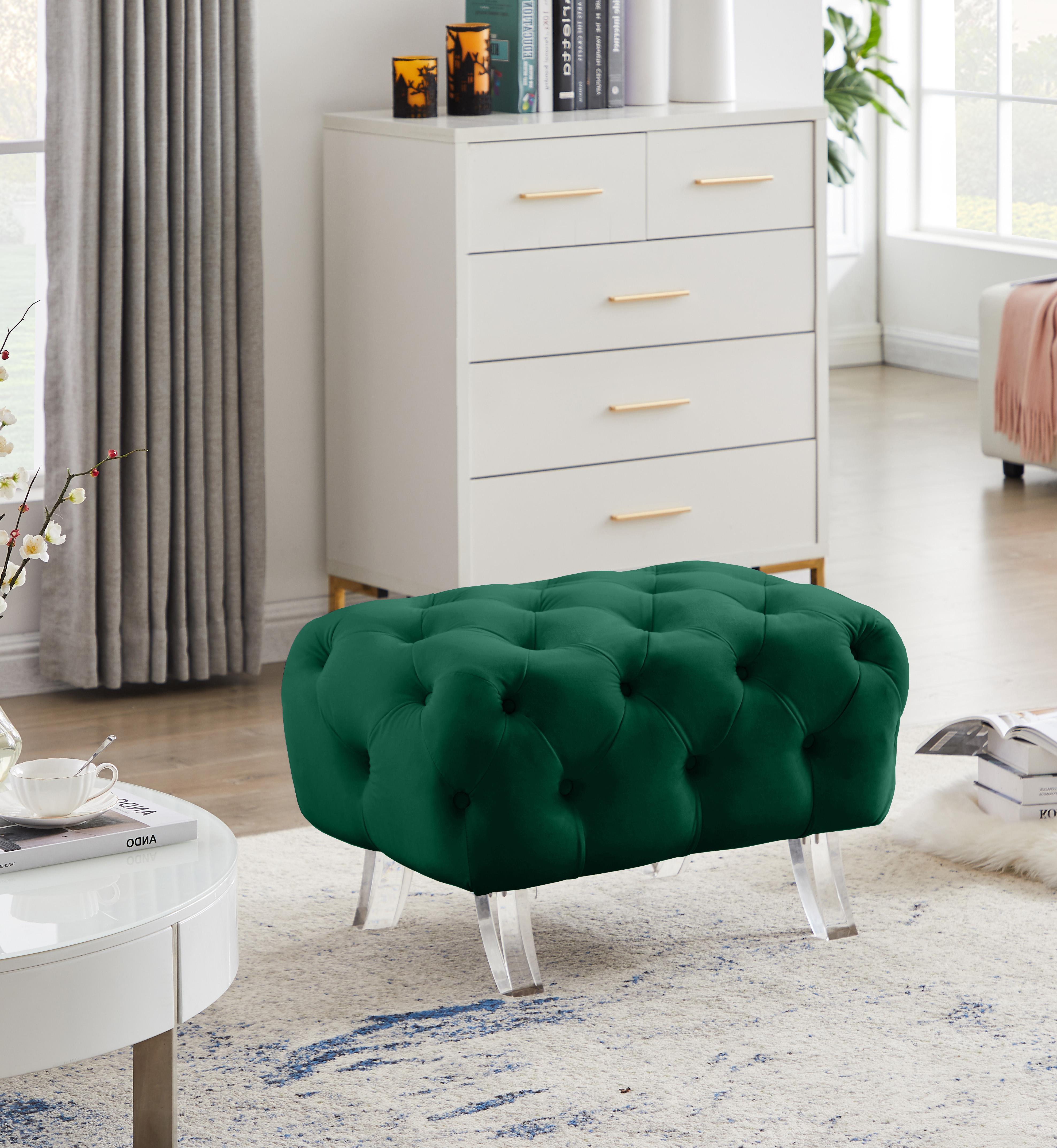 Crescent Green Velvet Ottoman - Luxury Home Furniture (MI)