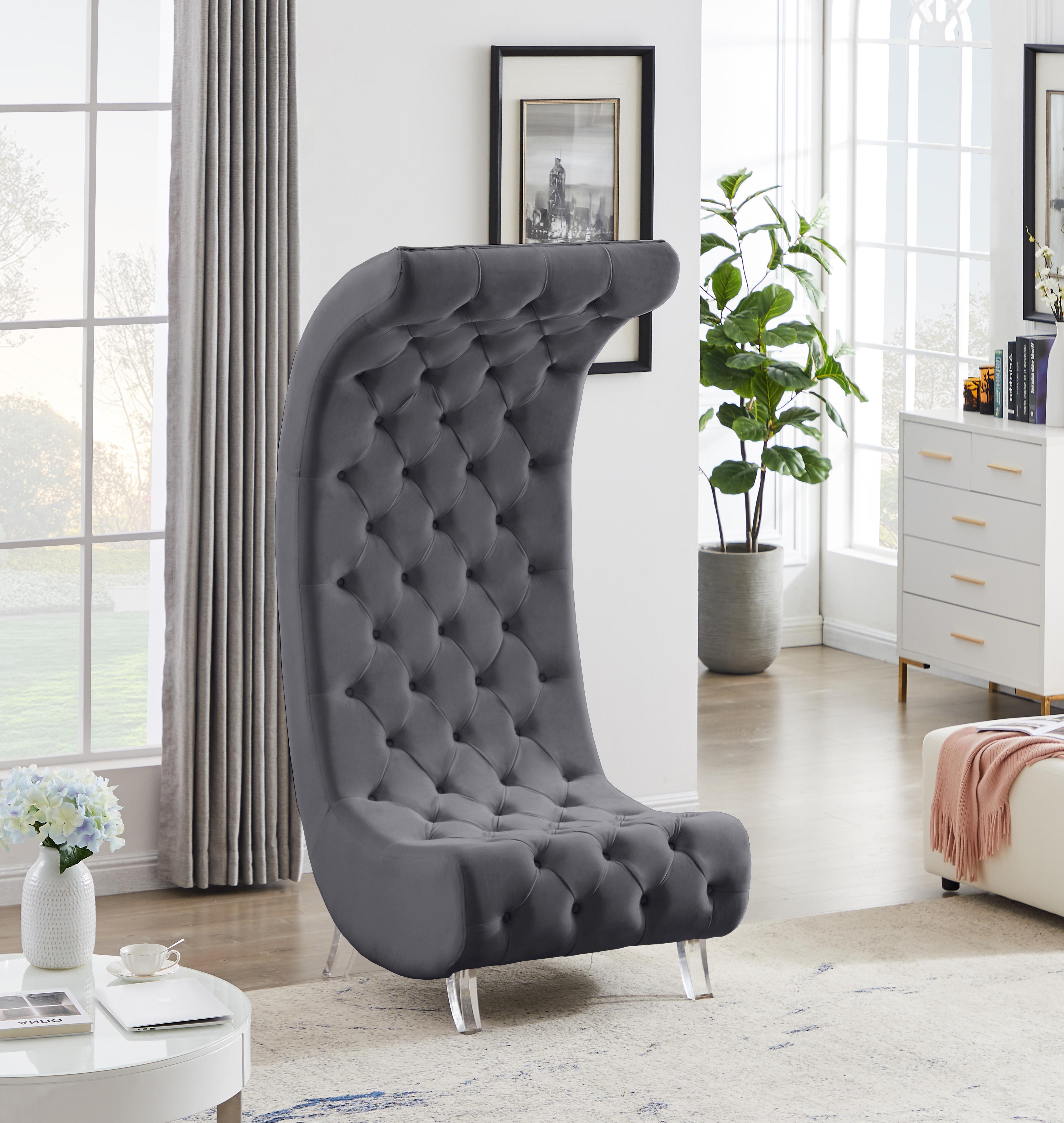 Crescent Grey Velvet Accent Chair - Luxury Home Furniture (MI)