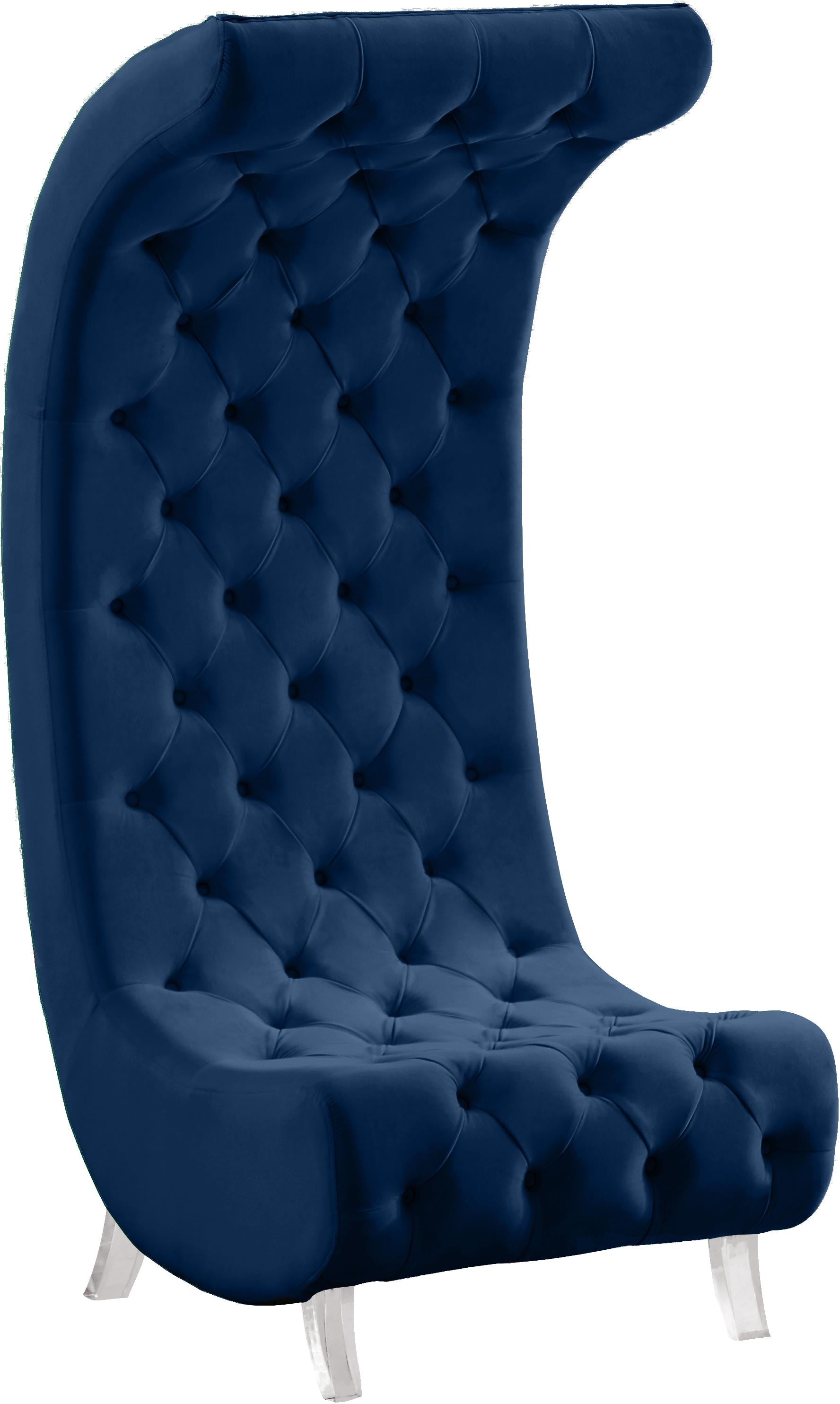 Crescent Navy Velvet Accent Chair - Luxury Home Furniture (MI)