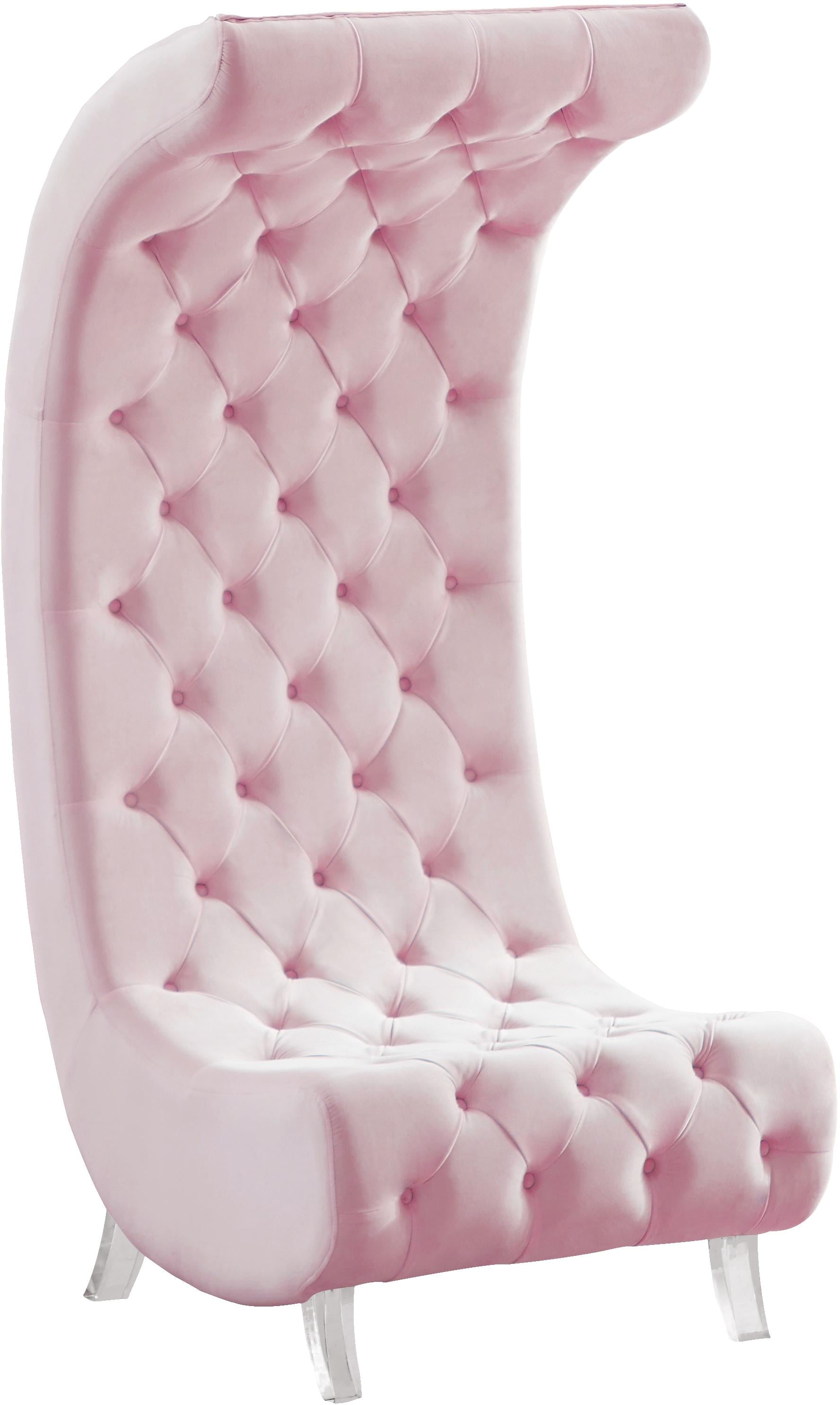 Crescent Pink Velvet Accent Chair - Luxury Home Furniture (MI)
