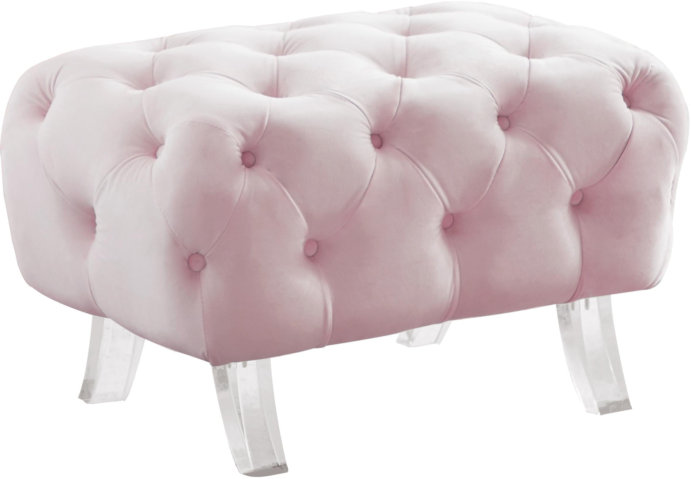 Crescent Pink Velvet Ottoman - Luxury Home Furniture (MI)