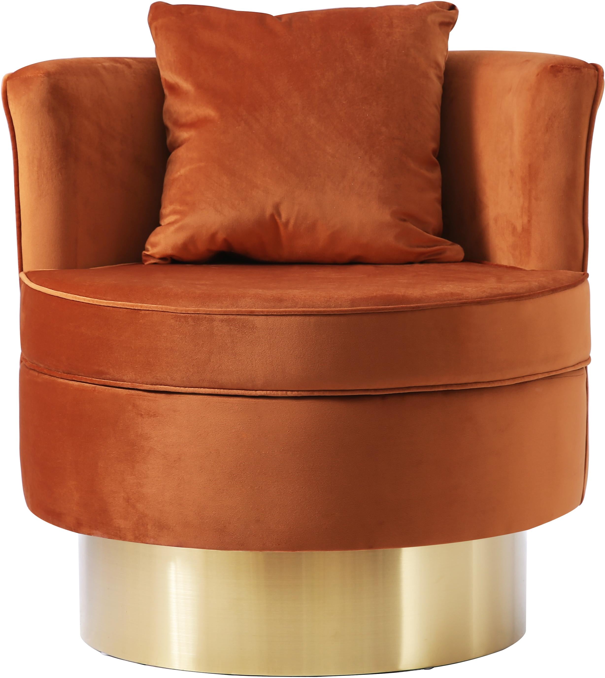 Kendra Cognac Velvet Accent Chair - Luxury Home Furniture (MI)