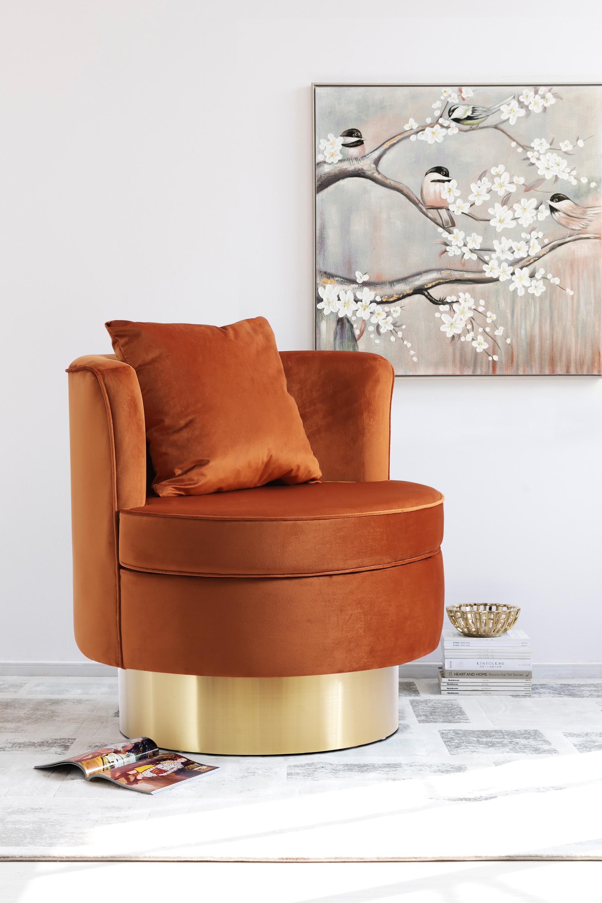 Kendra Cognac Velvet Accent Chair - Luxury Home Furniture (MI)