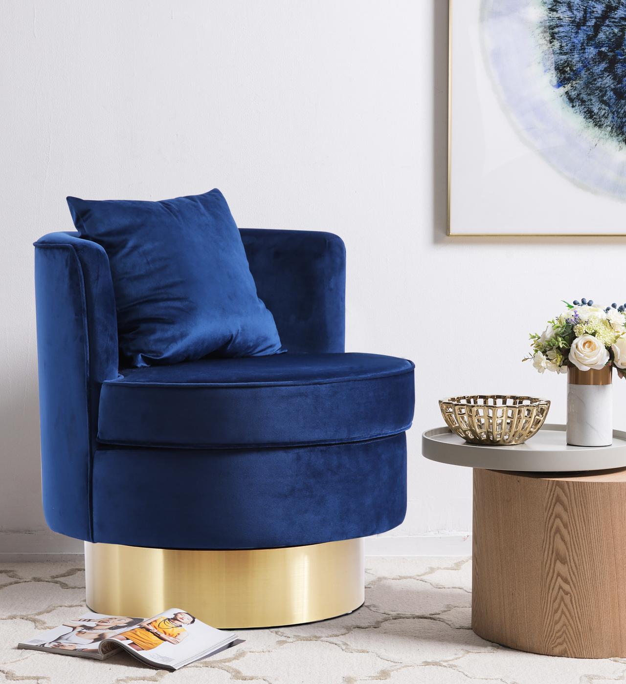 Kendra Navy Velvet Accent Chair - Luxury Home Furniture (MI)