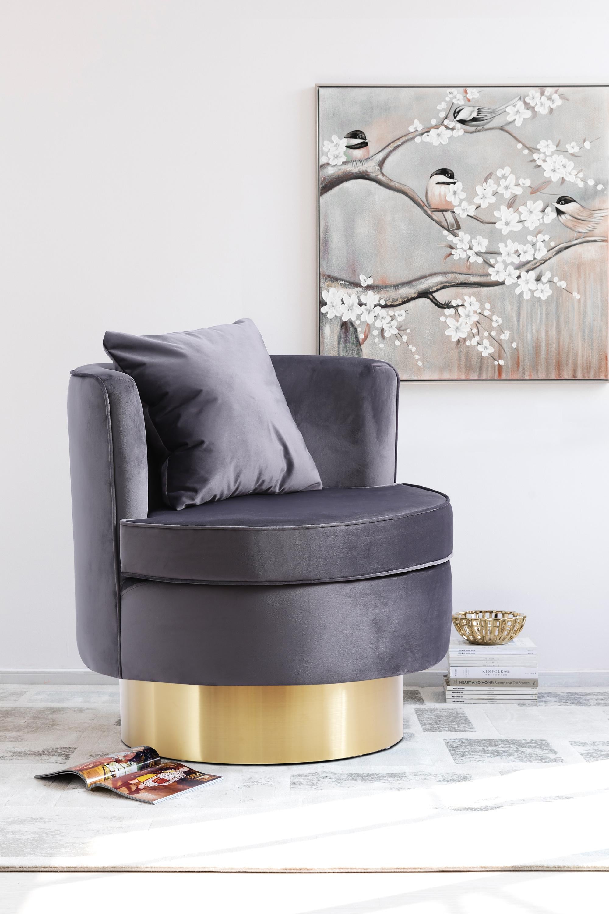 Kendra Grey Velvet Accent Chair - Luxury Home Furniture (MI)