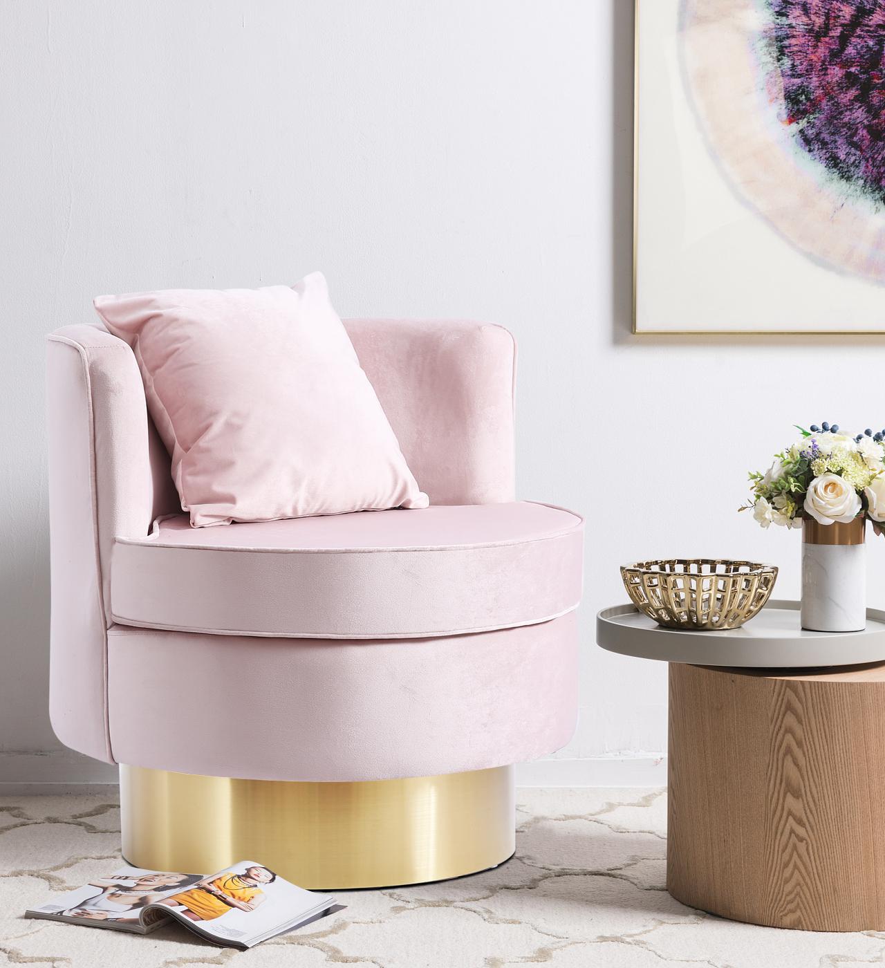 Kendra Pink Velvet Accent Chair - Luxury Home Furniture (MI)