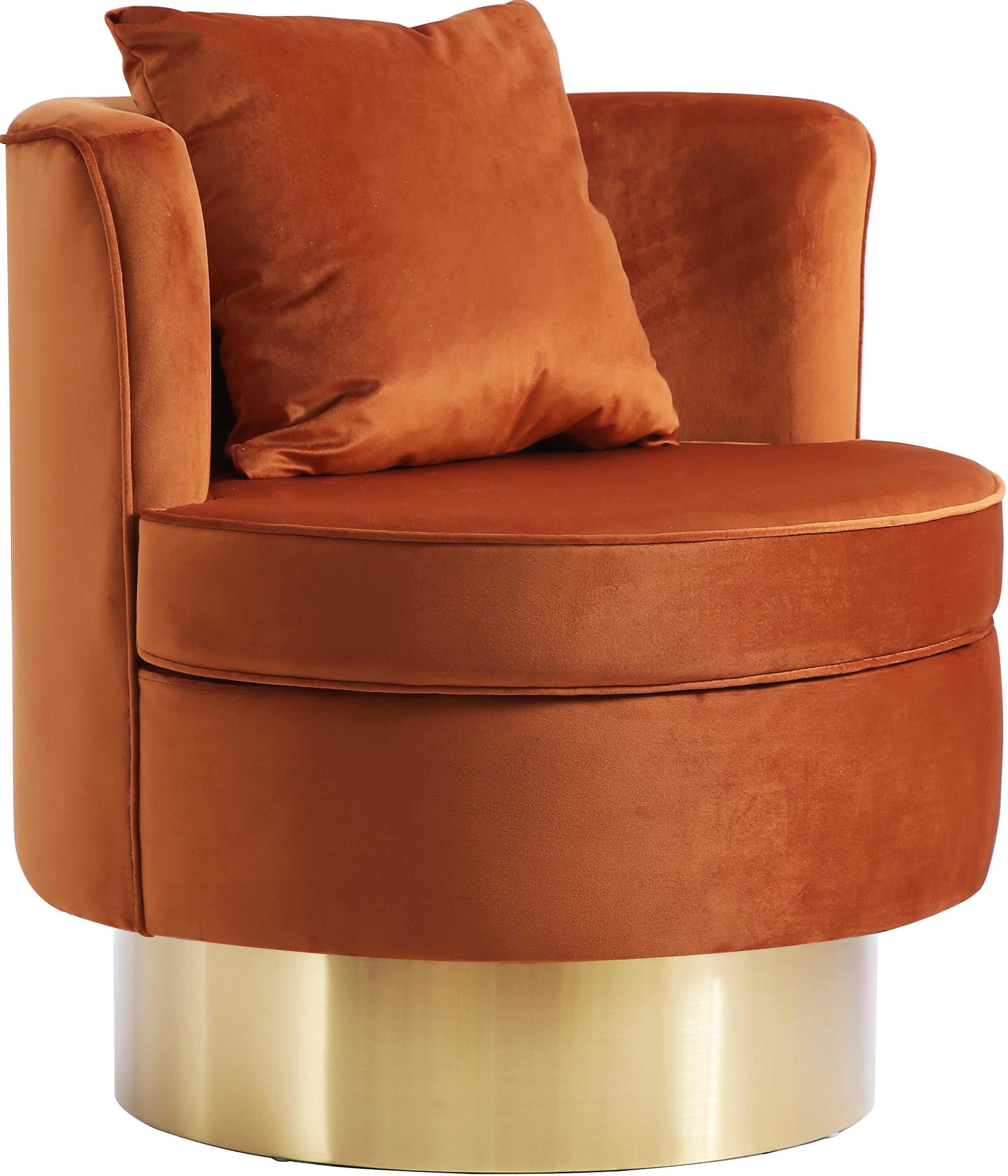 Kendra Cognac Velvet Accent Chair - Luxury Home Furniture (MI)