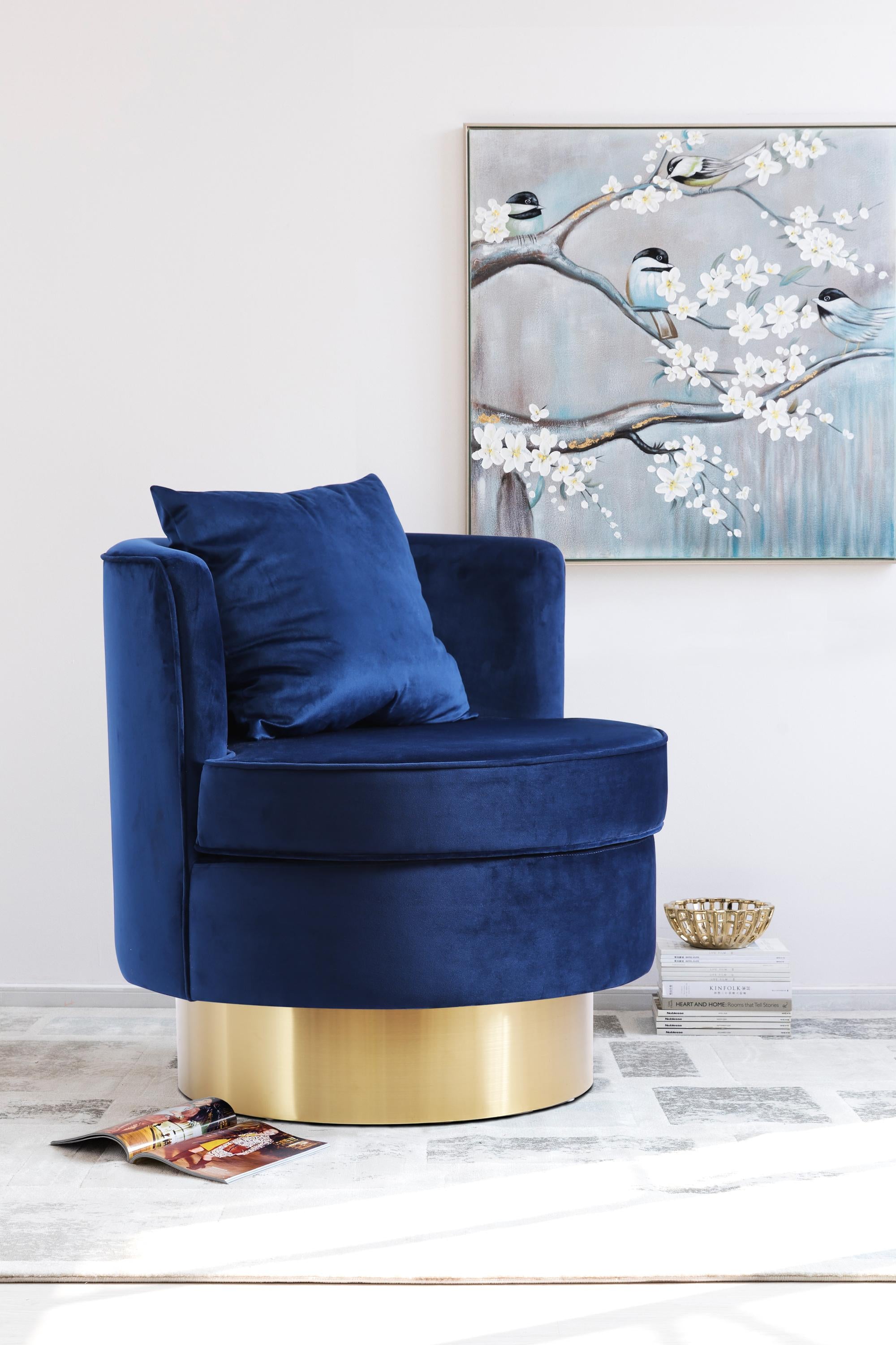 Kendra Navy Velvet Accent Chair - Luxury Home Furniture (MI)