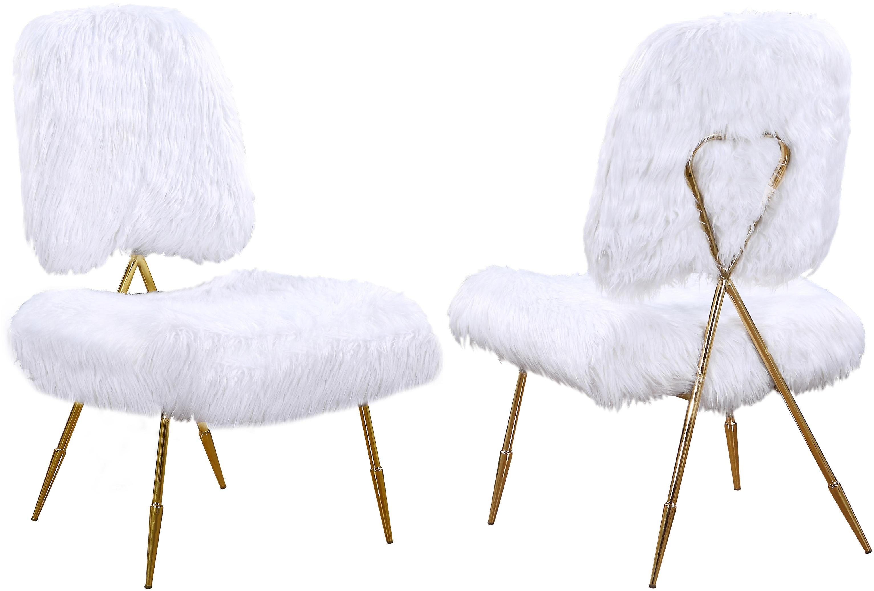 Magnolia White Faux Fur Accent Chair - Luxury Home Furniture (MI)