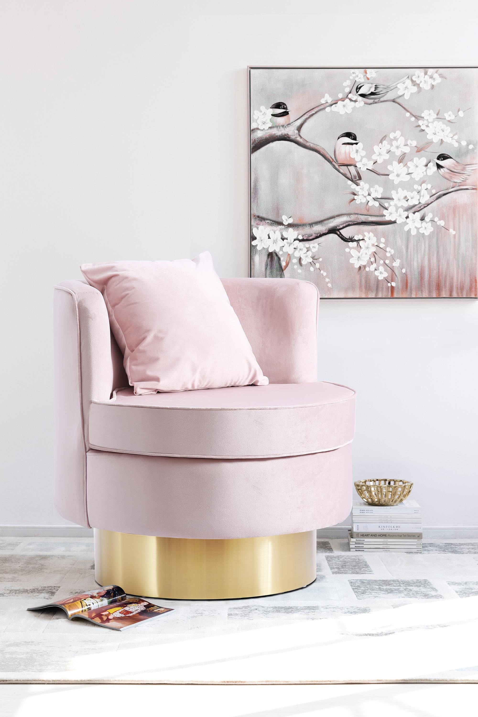 Kendra Pink Velvet Accent Chair - Luxury Home Furniture (MI)
