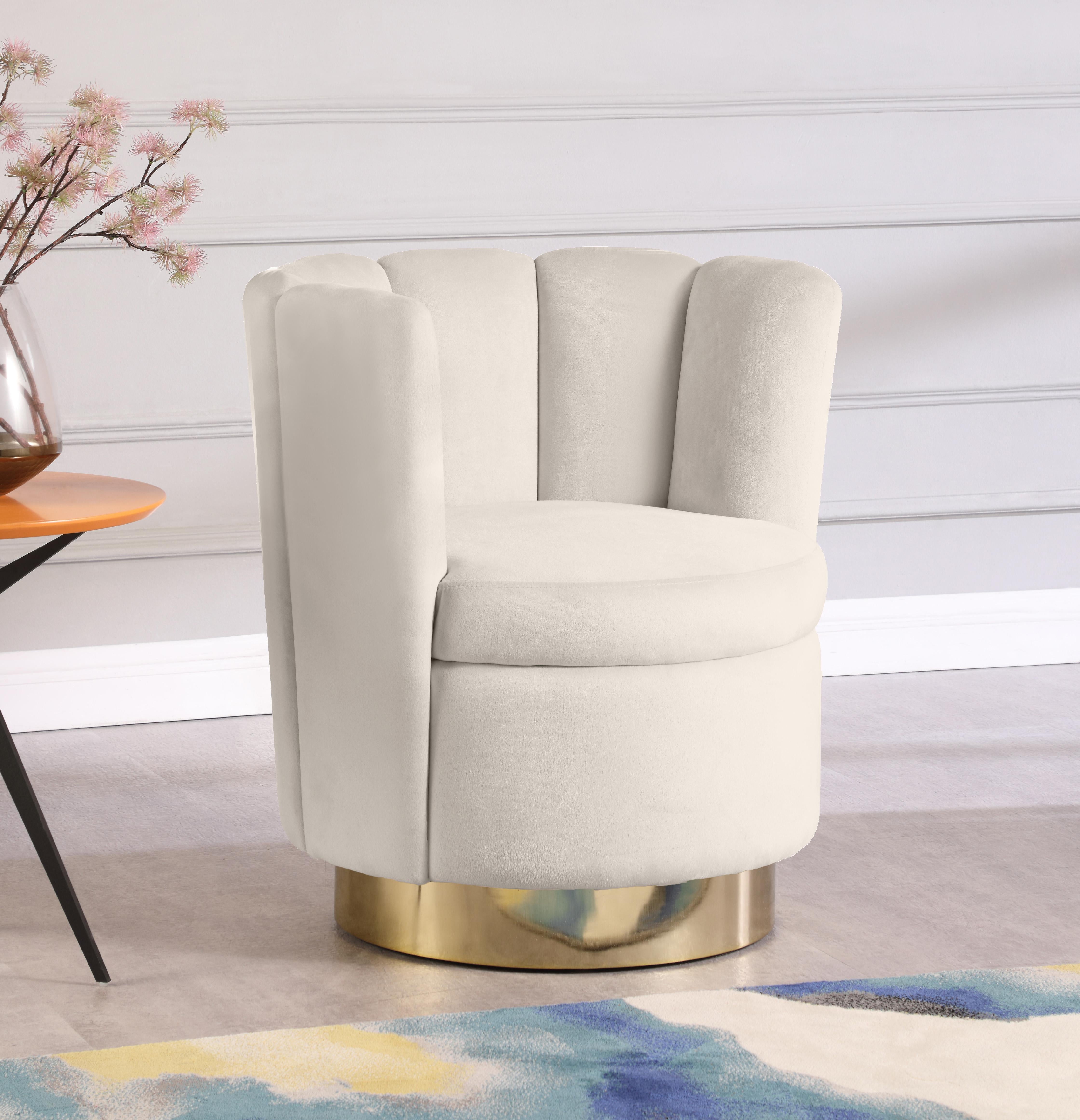 Lily Cream Velvet Accent Chair - Luxury Home Furniture (MI)