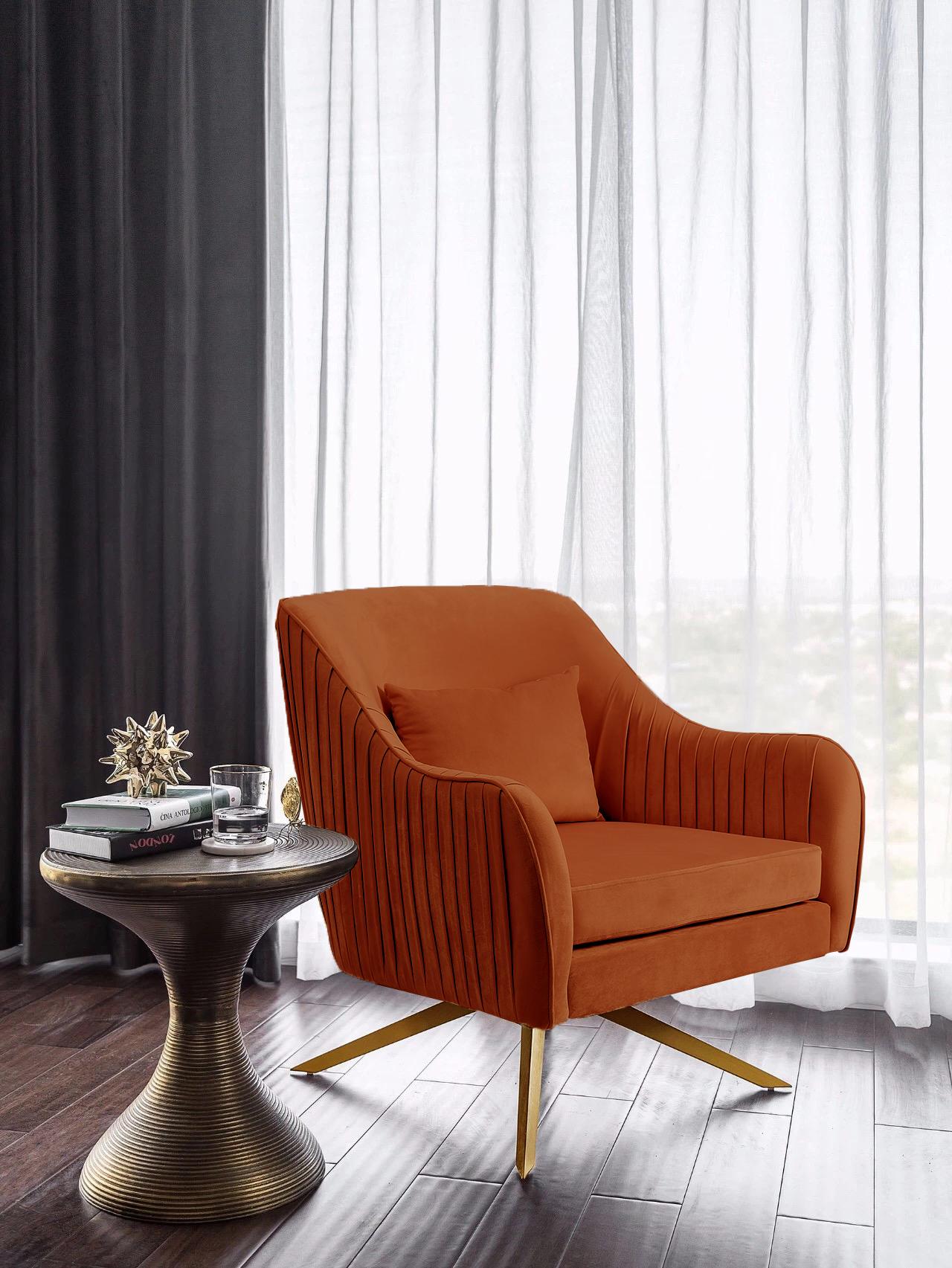 Paloma Cognac Velvet Accent Chair - Luxury Home Furniture (MI)