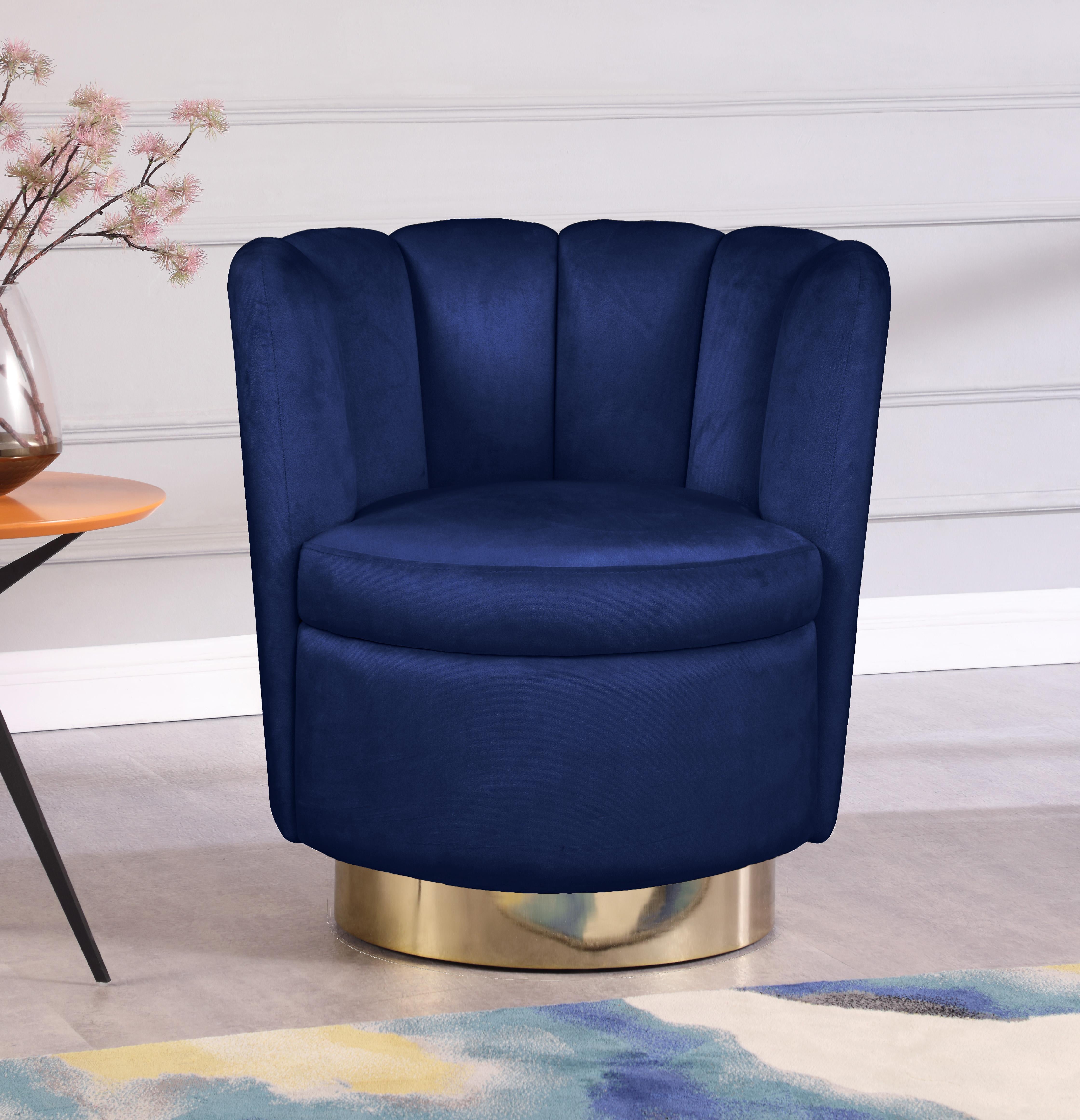 Lily Navy Velvet Accent Chair - Luxury Home Furniture (MI)