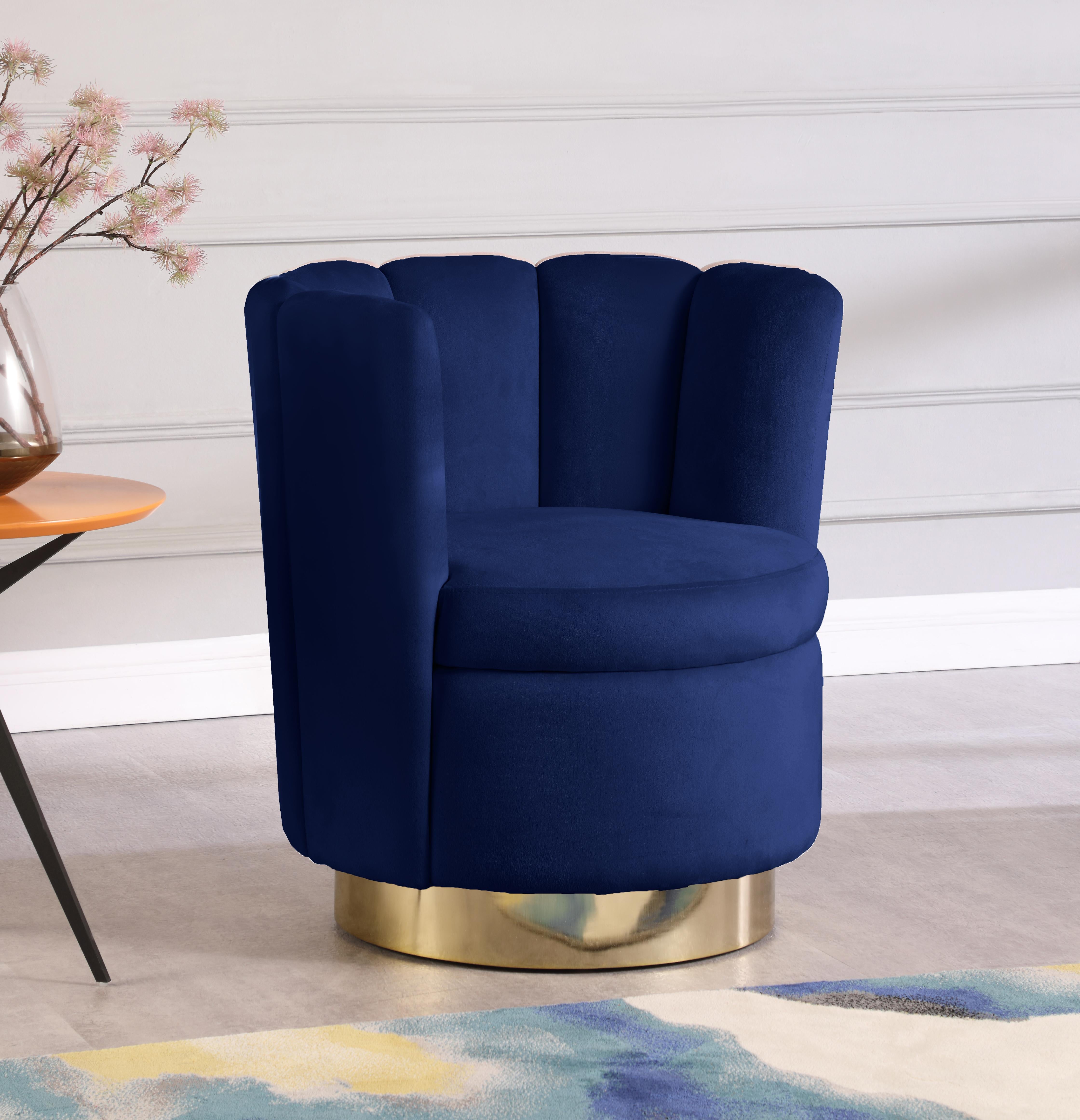 Lily Navy Velvet Accent Chair - Luxury Home Furniture (MI)