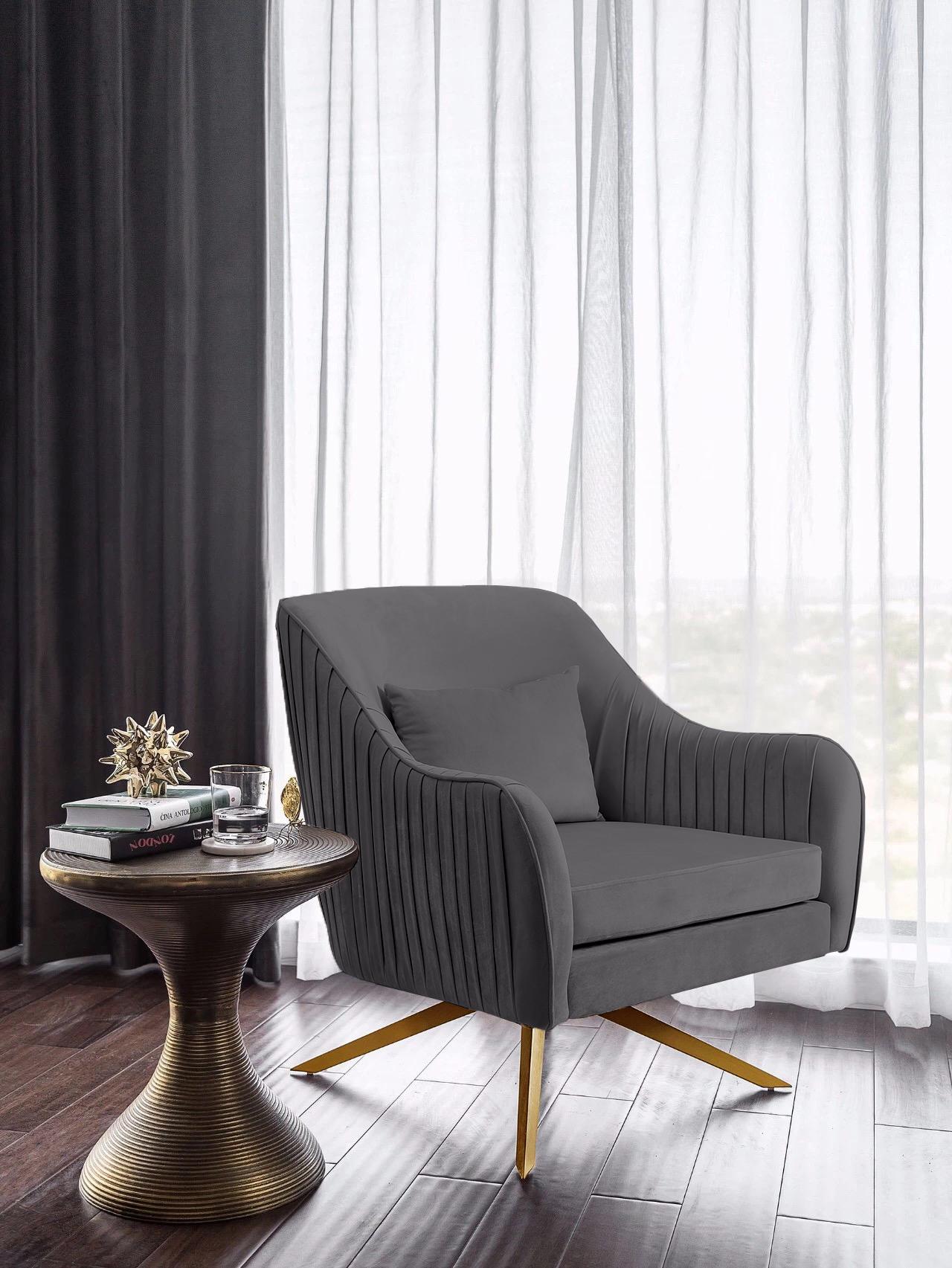 Paloma Grey Velvet Accent Chair - Luxury Home Furniture (MI)