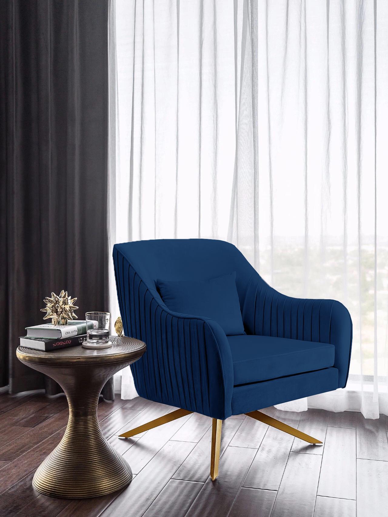 Paloma Navy Velvet Accent Chair - Luxury Home Furniture (MI)