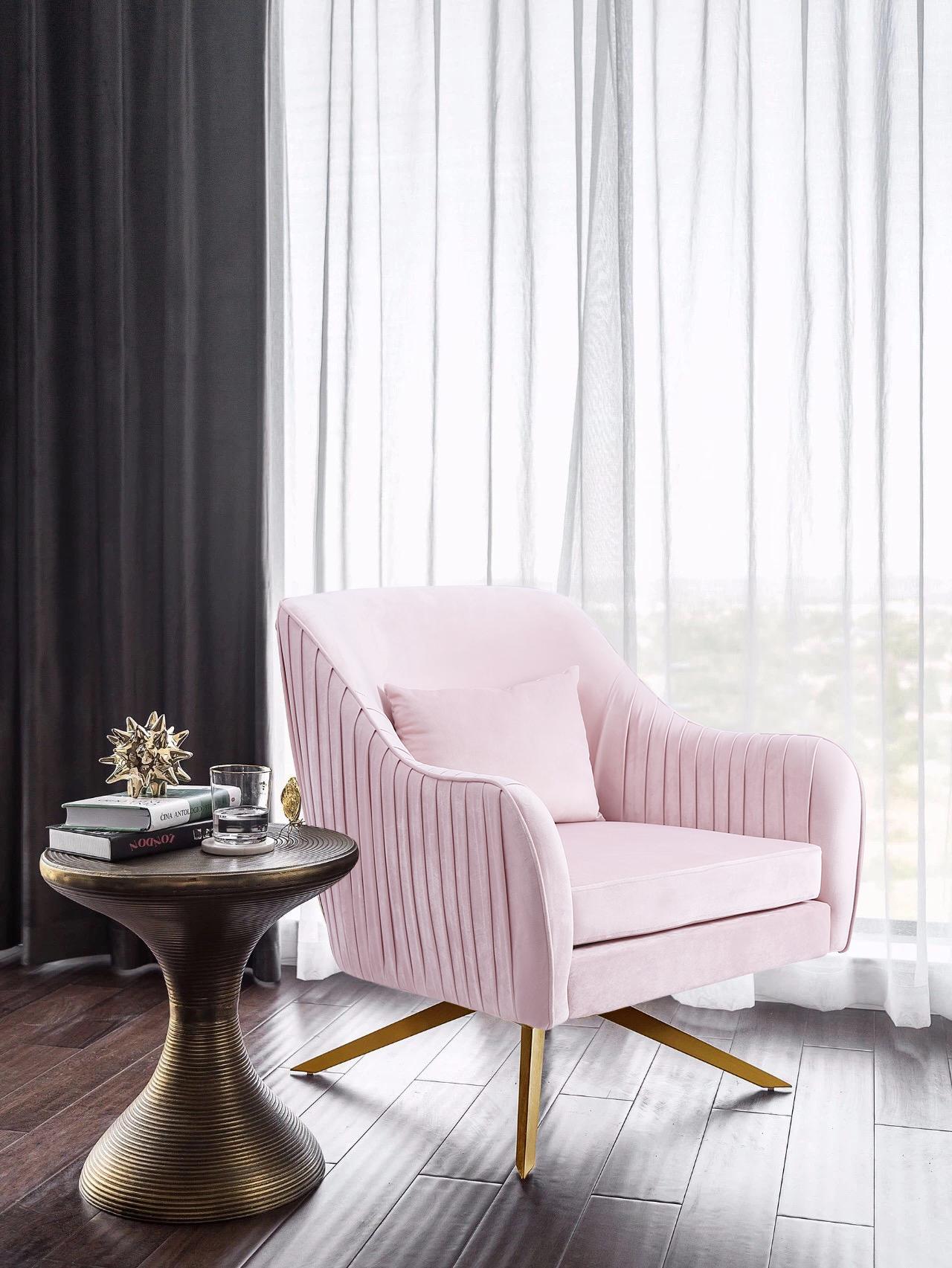 Paloma Pink Velvet Accent Chair - Luxury Home Furniture (MI)