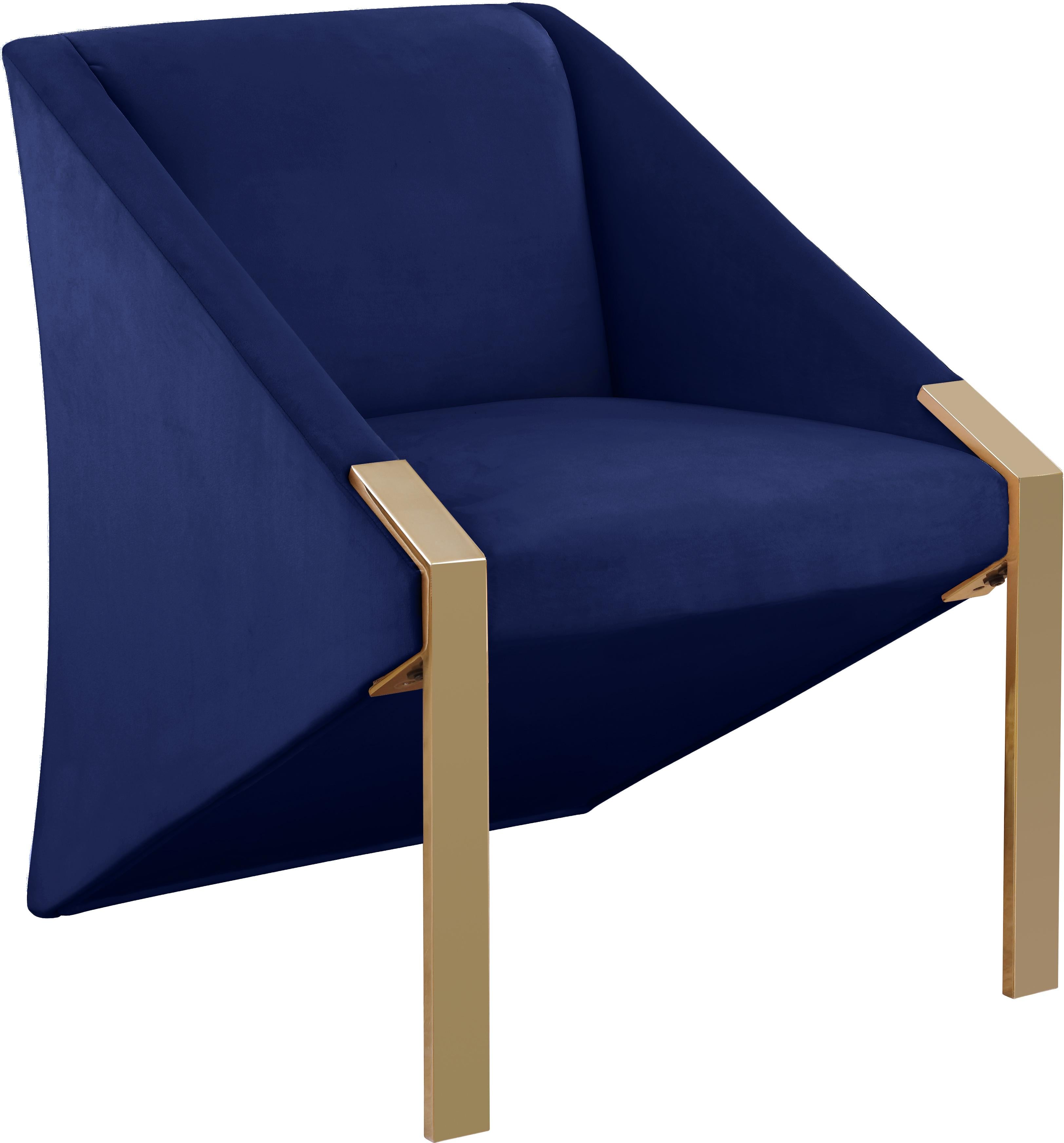 Rivet Navy Velvet Accent Chair - Luxury Home Furniture (MI)