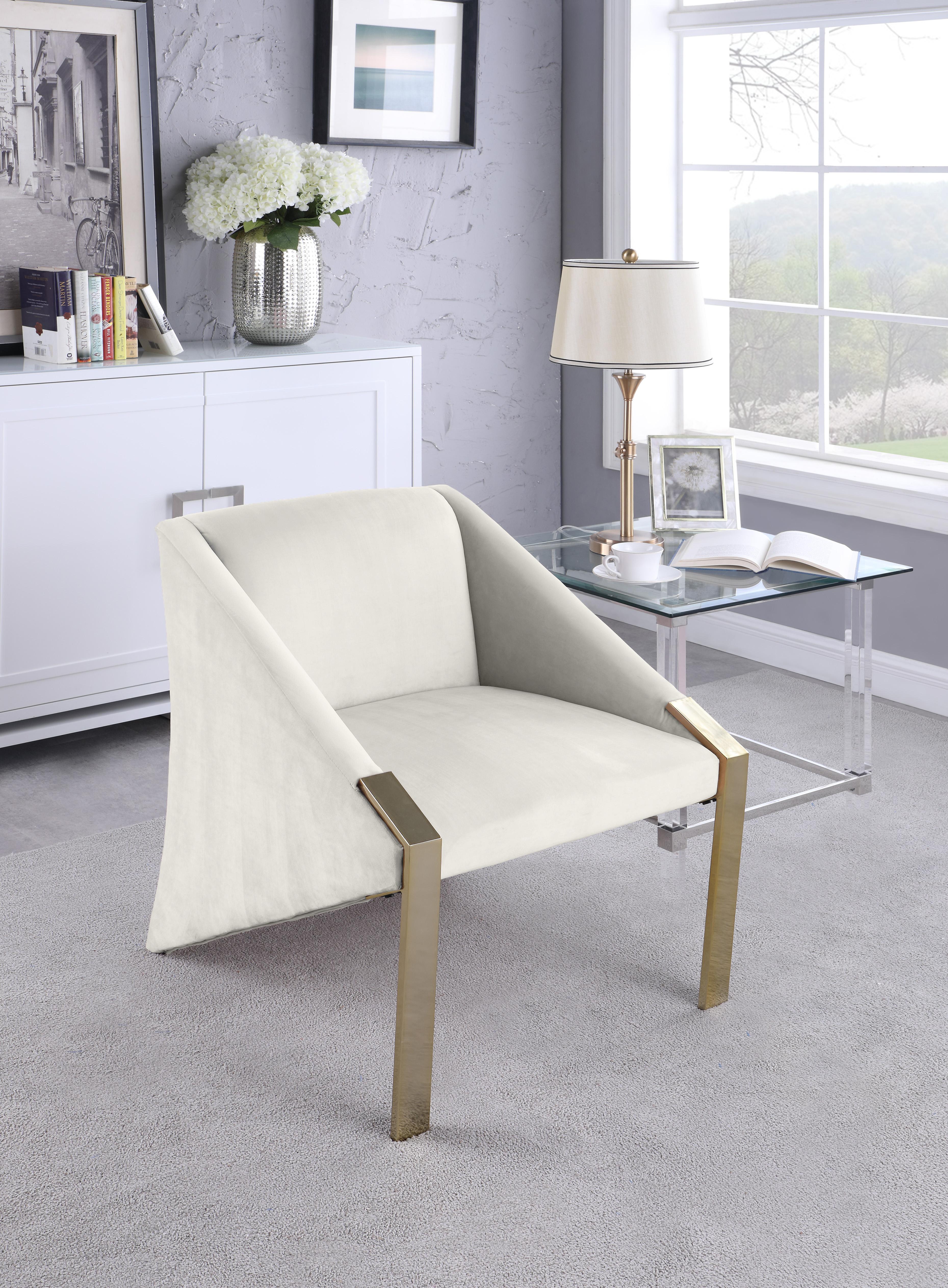 Rivet Cream Velvet Accent Chair - Luxury Home Furniture (MI)