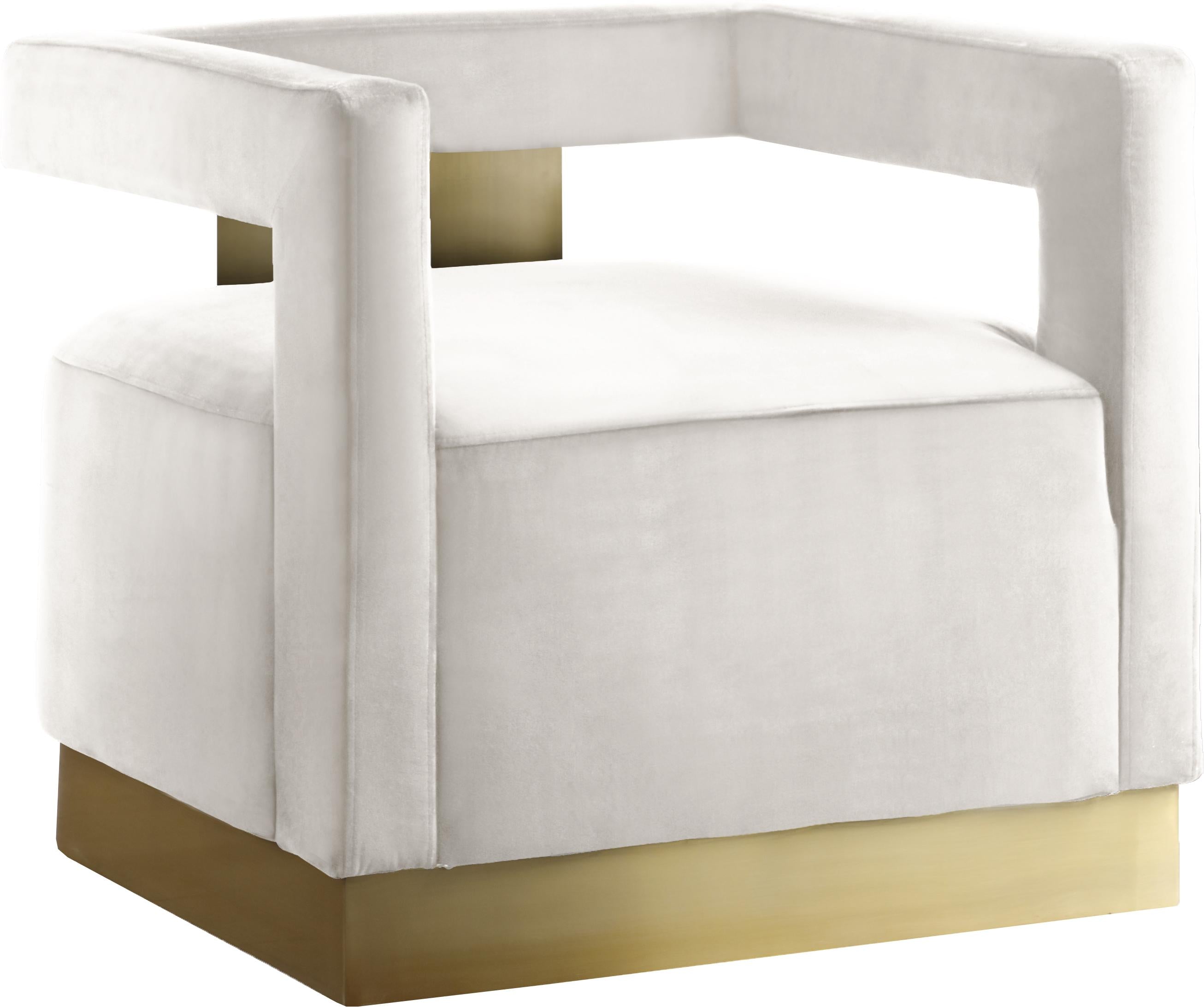 Armani Cream Velvet Accent Chair - Luxury Home Furniture (MI)