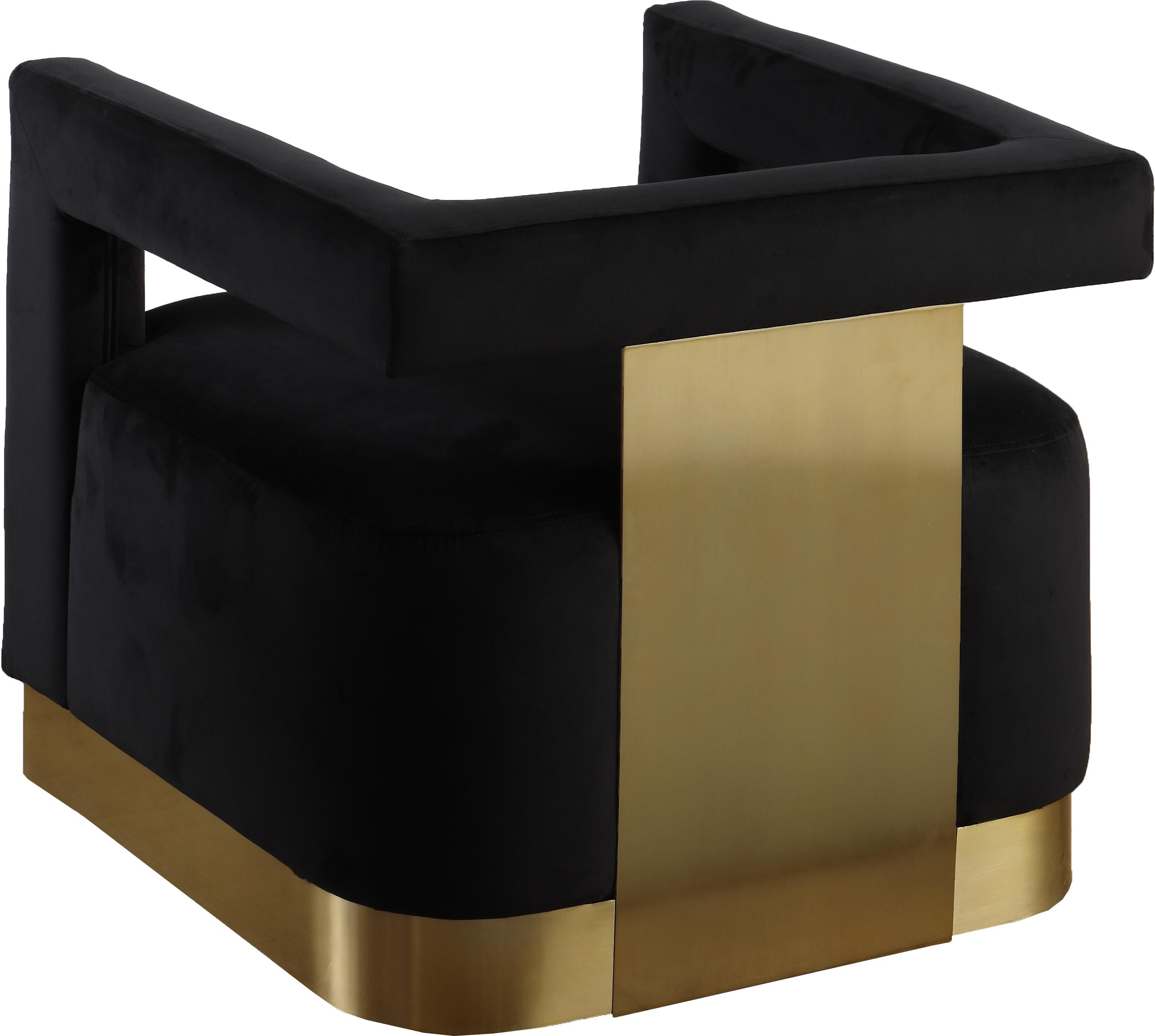 Armani Black Velvet Accent Chair - Luxury Home Furniture (MI)