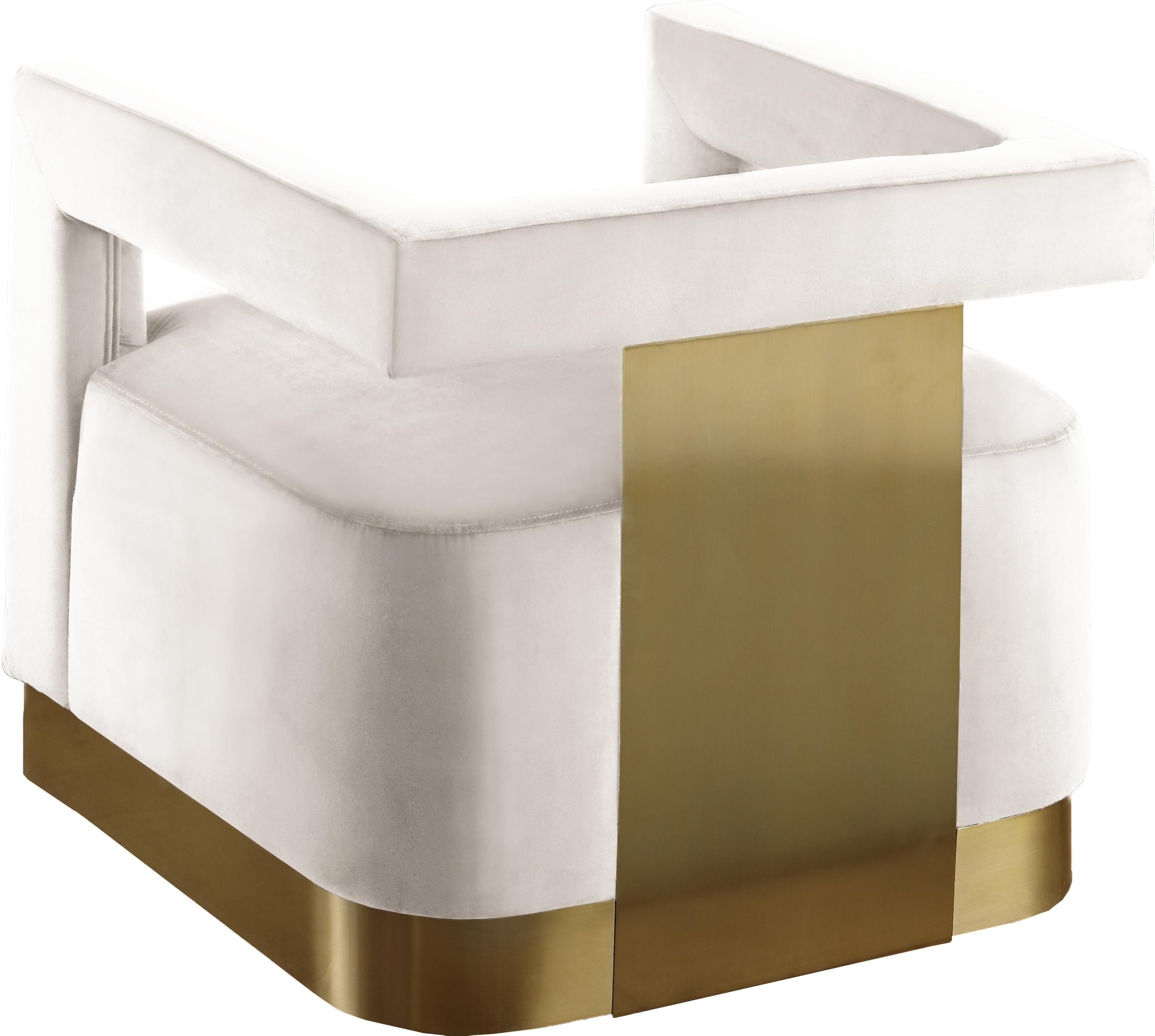 Armani Cream Velvet Accent Chair - Luxury Home Furniture (MI)