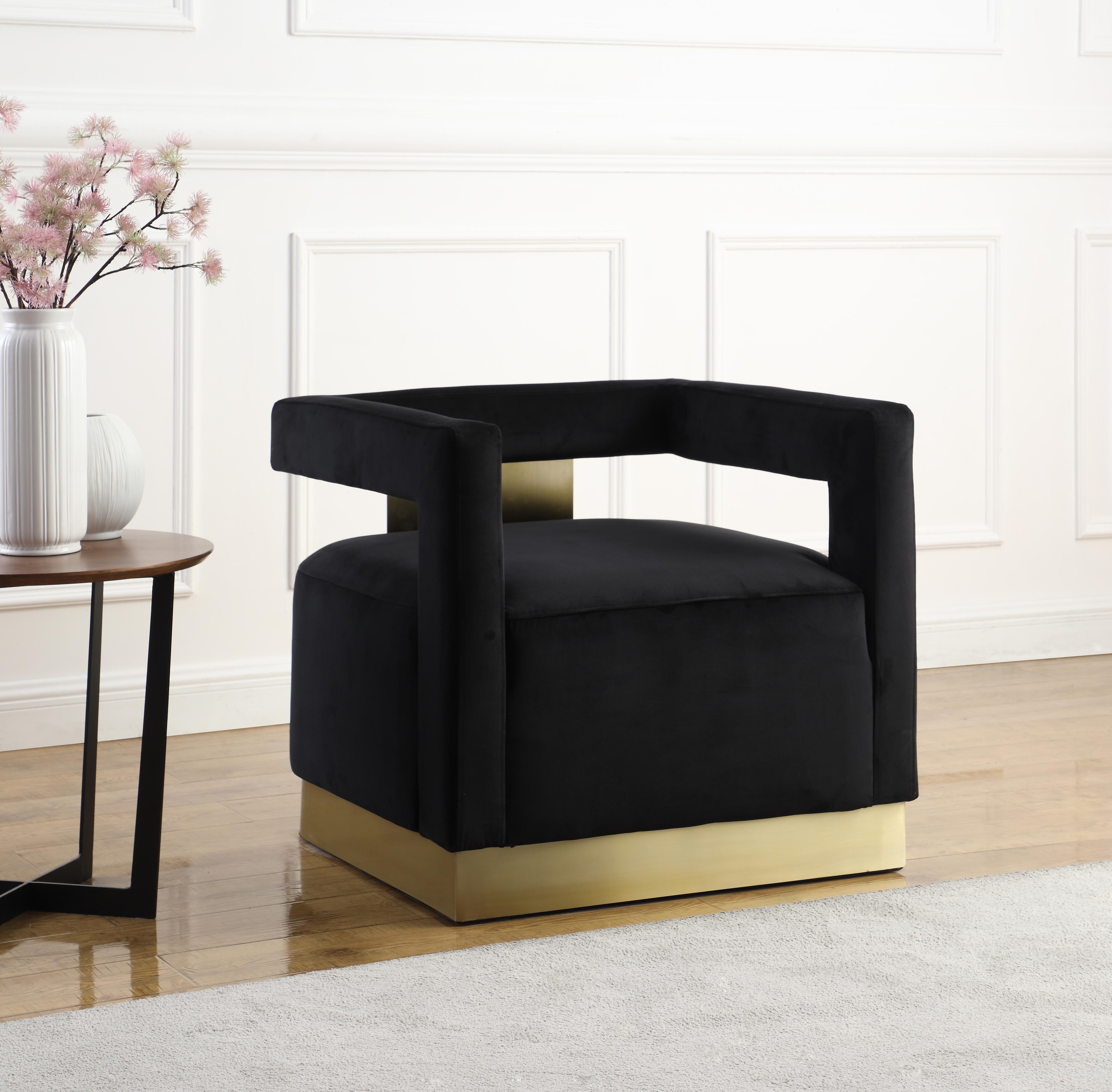 Armani Black Velvet Accent Chair - Luxury Home Furniture (MI)