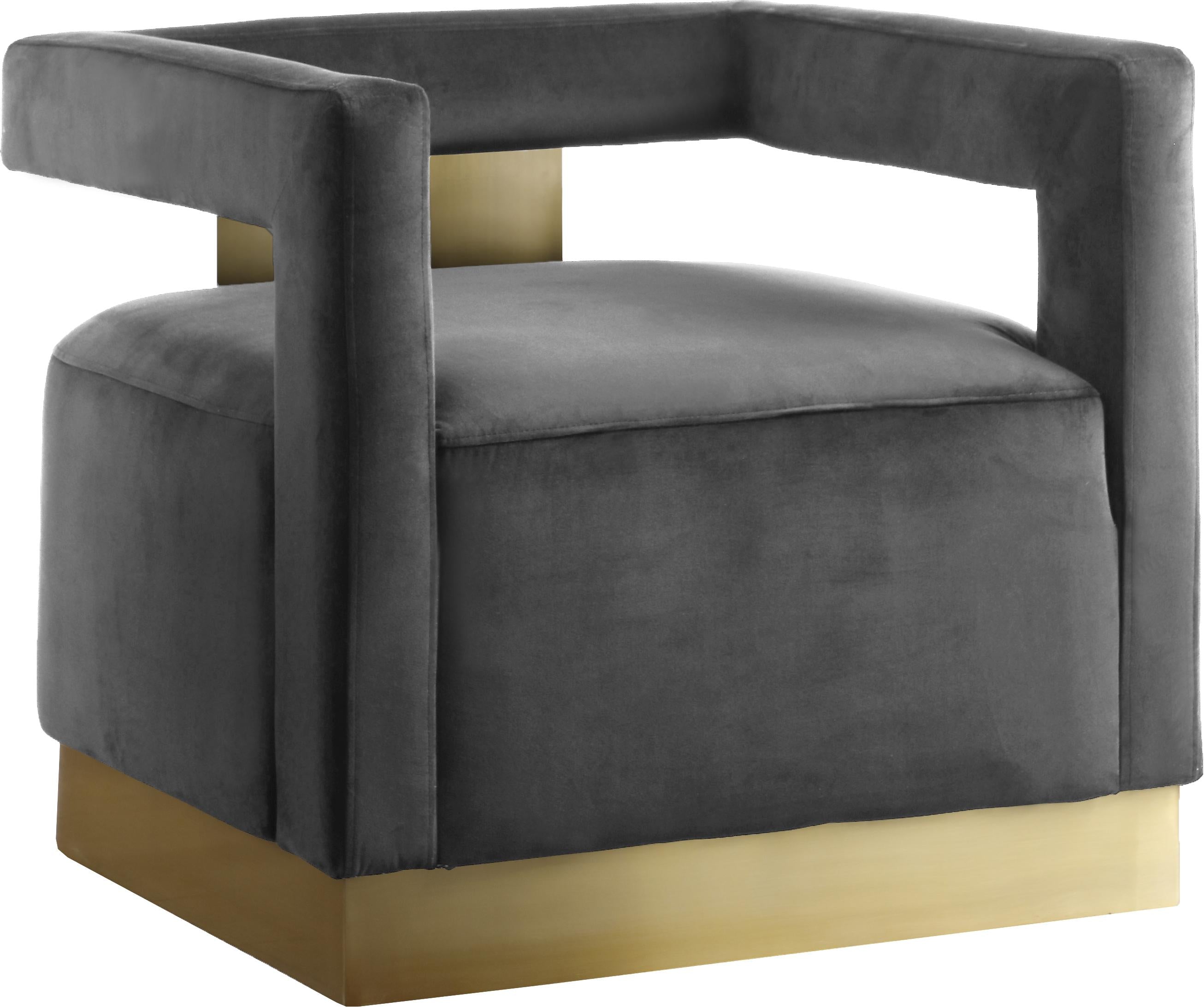 Armani Grey Velvet Accent Chair - Luxury Home Furniture (MI)