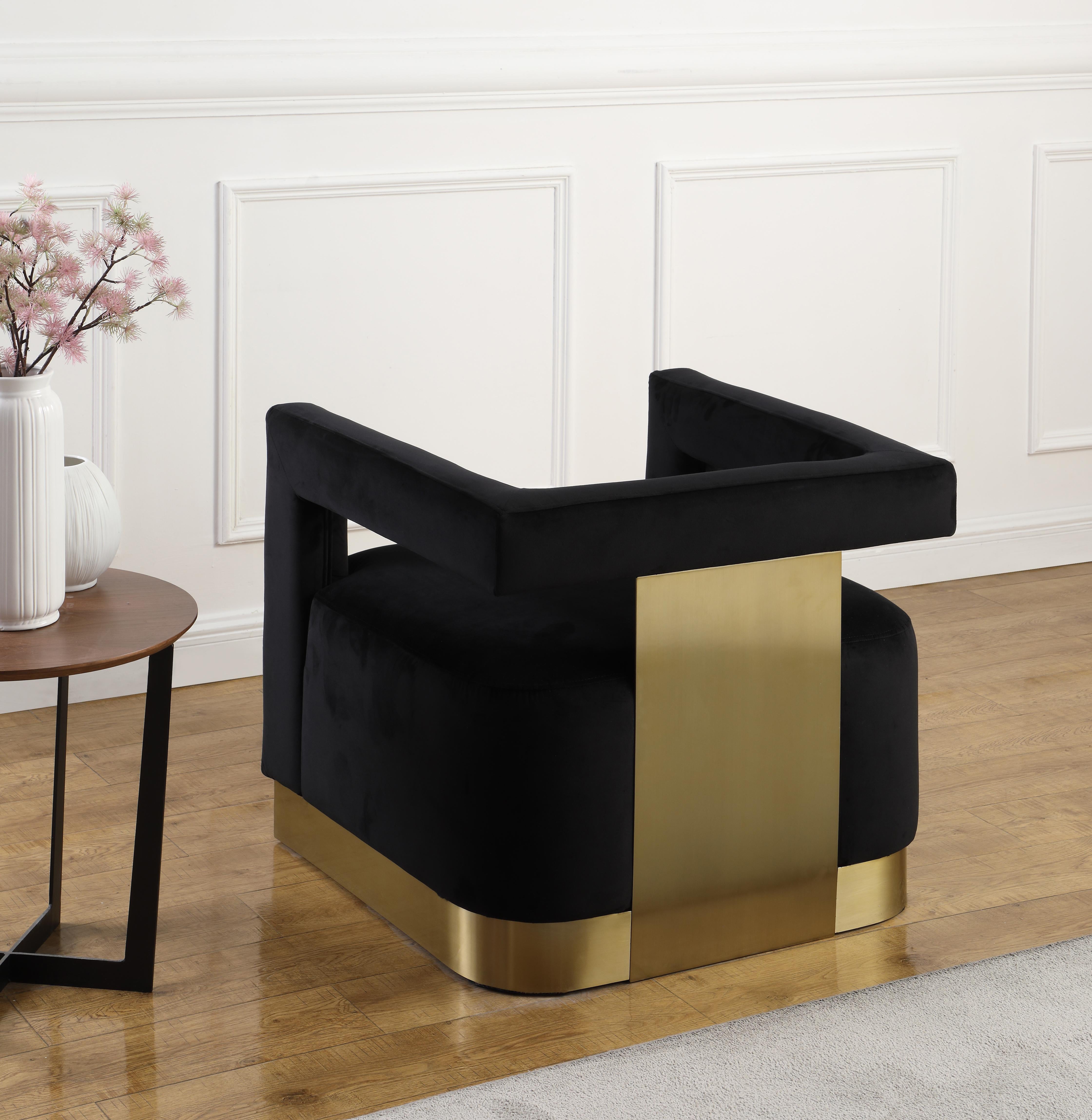 Armani Black Velvet Accent Chair - Luxury Home Furniture (MI)