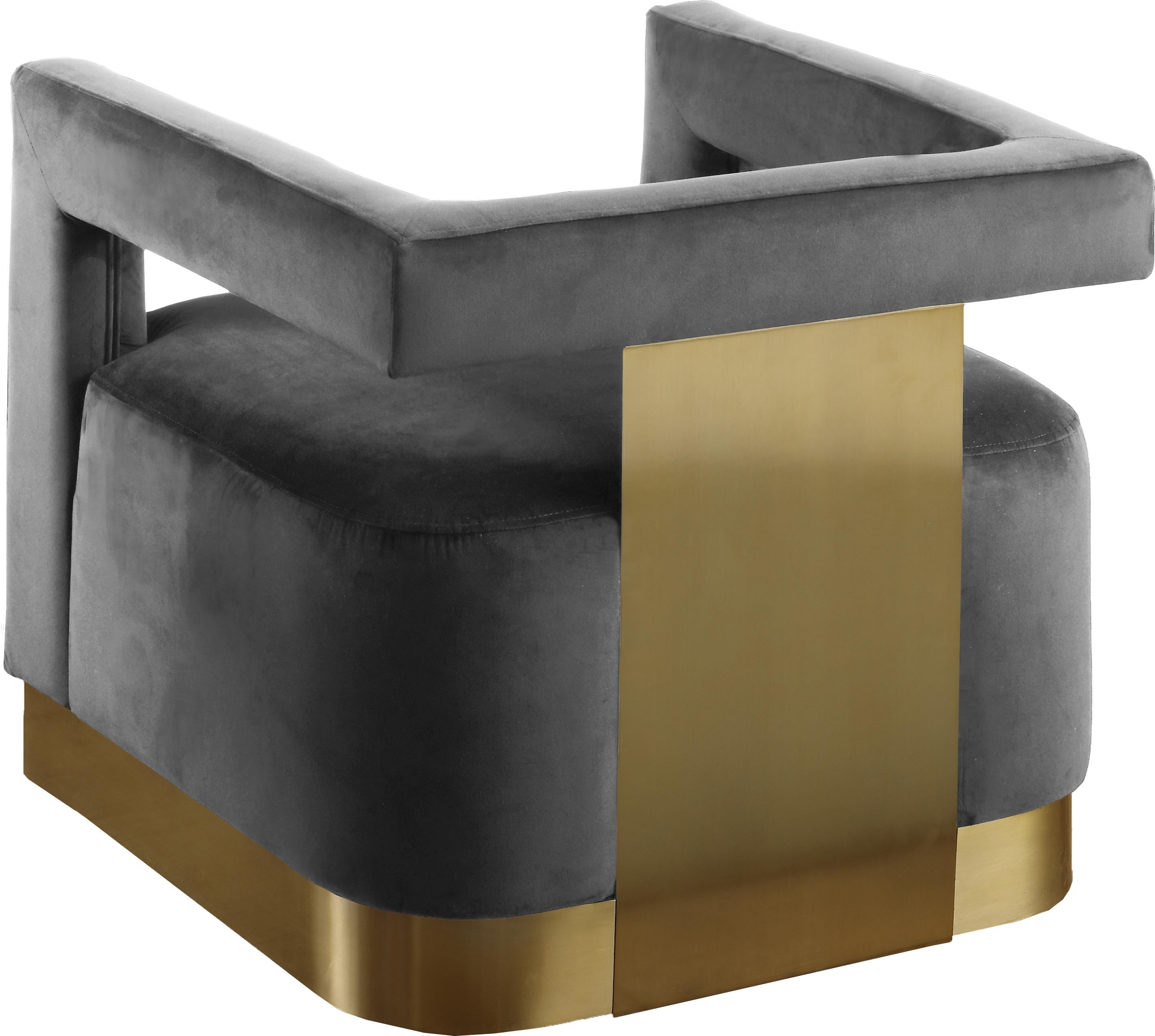 Armani Grey Velvet Accent Chair - Luxury Home Furniture (MI)