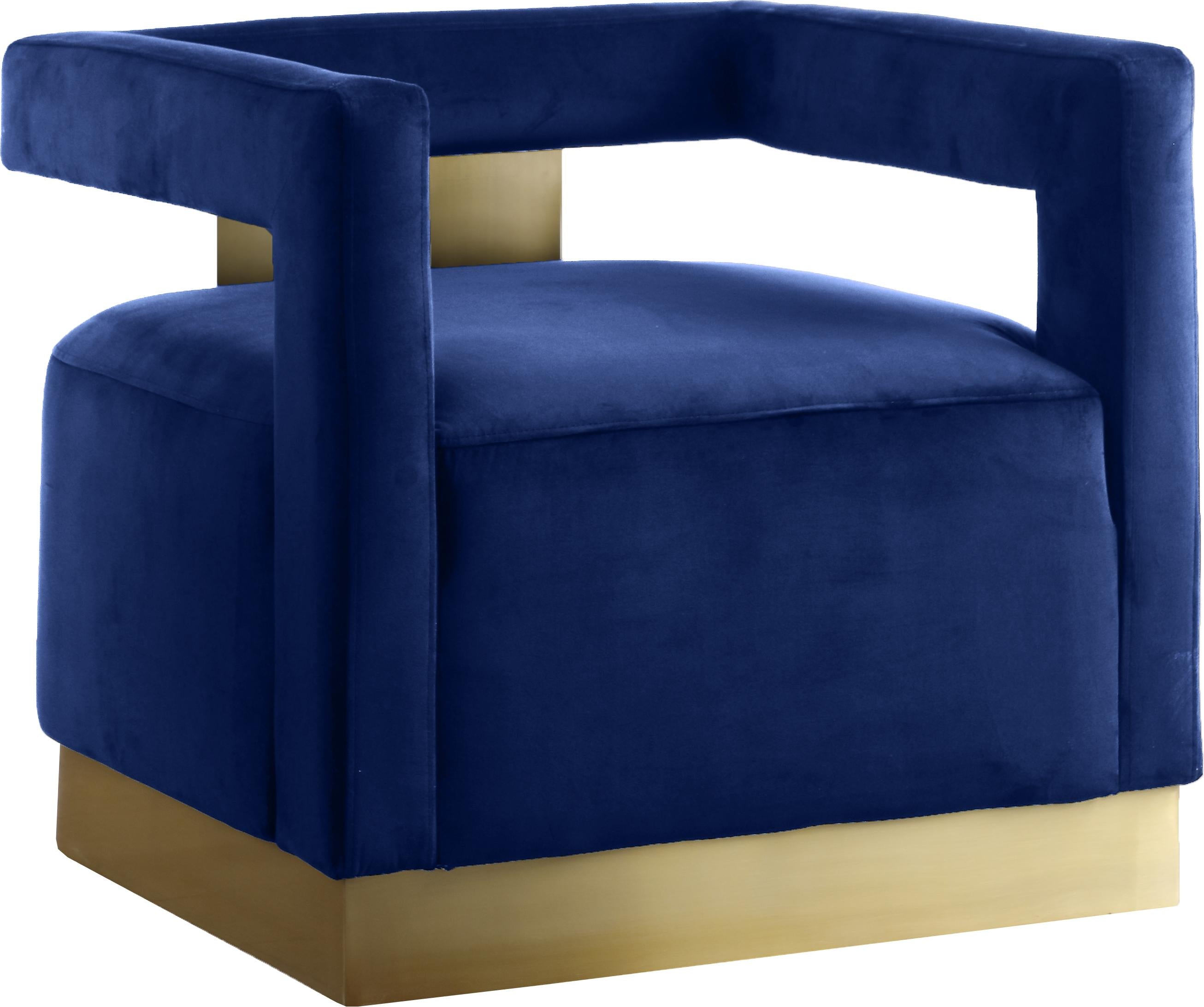 Armani Navy Velvet Accent Chair - Luxury Home Furniture (MI)