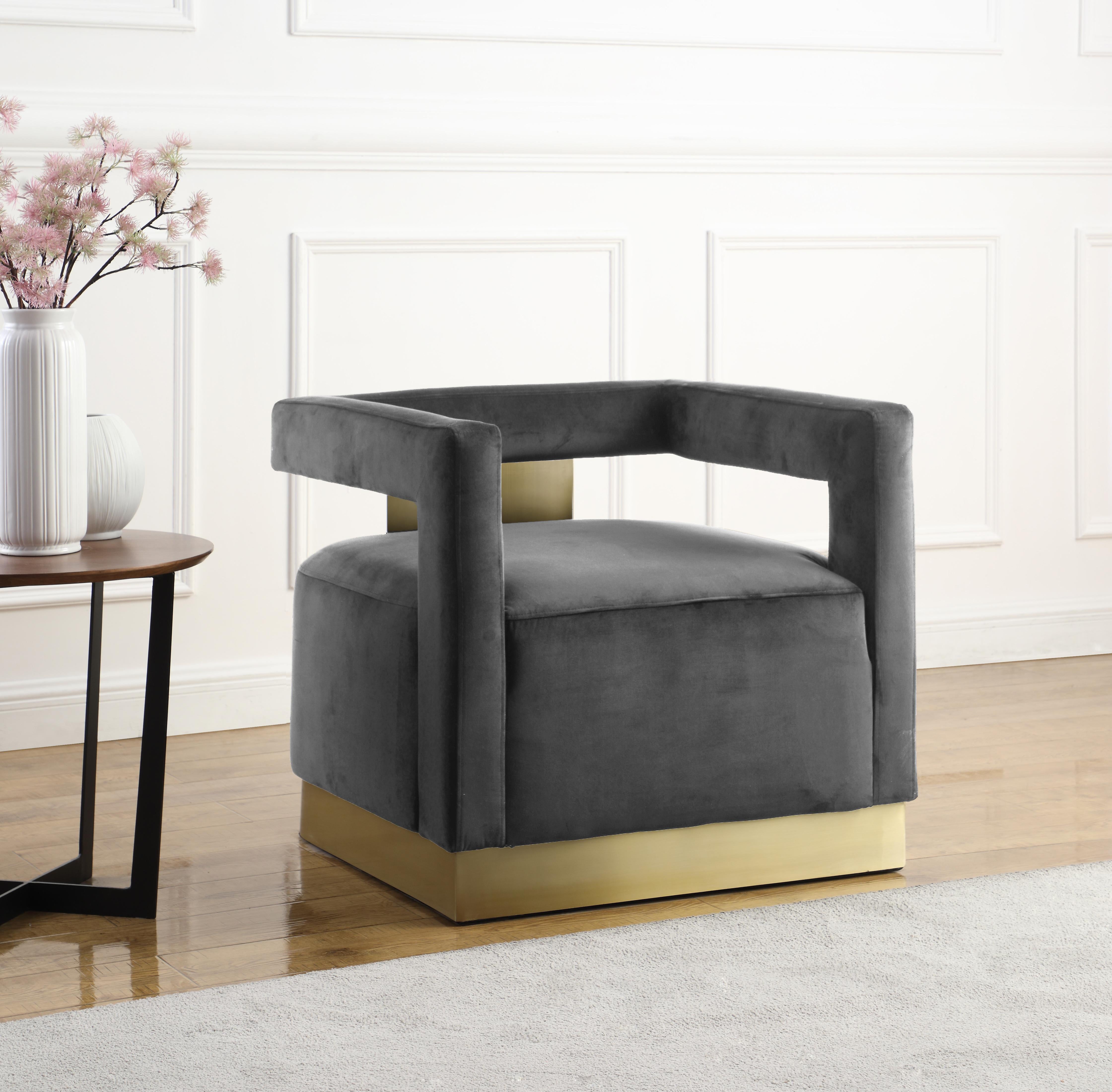 Armani Grey Velvet Accent Chair - Luxury Home Furniture (MI)