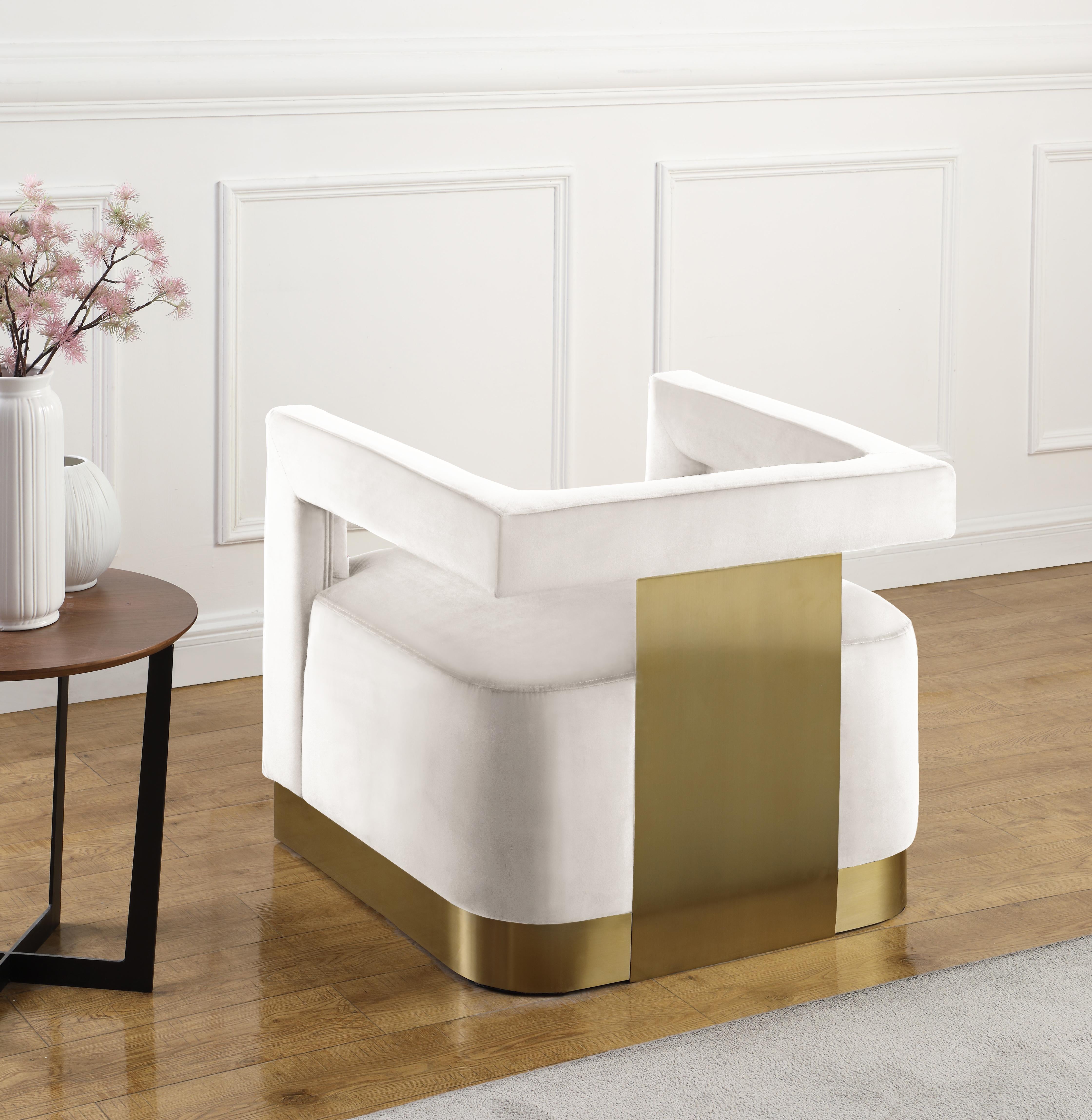 Armani Cream Velvet Accent Chair - Luxury Home Furniture (MI)
