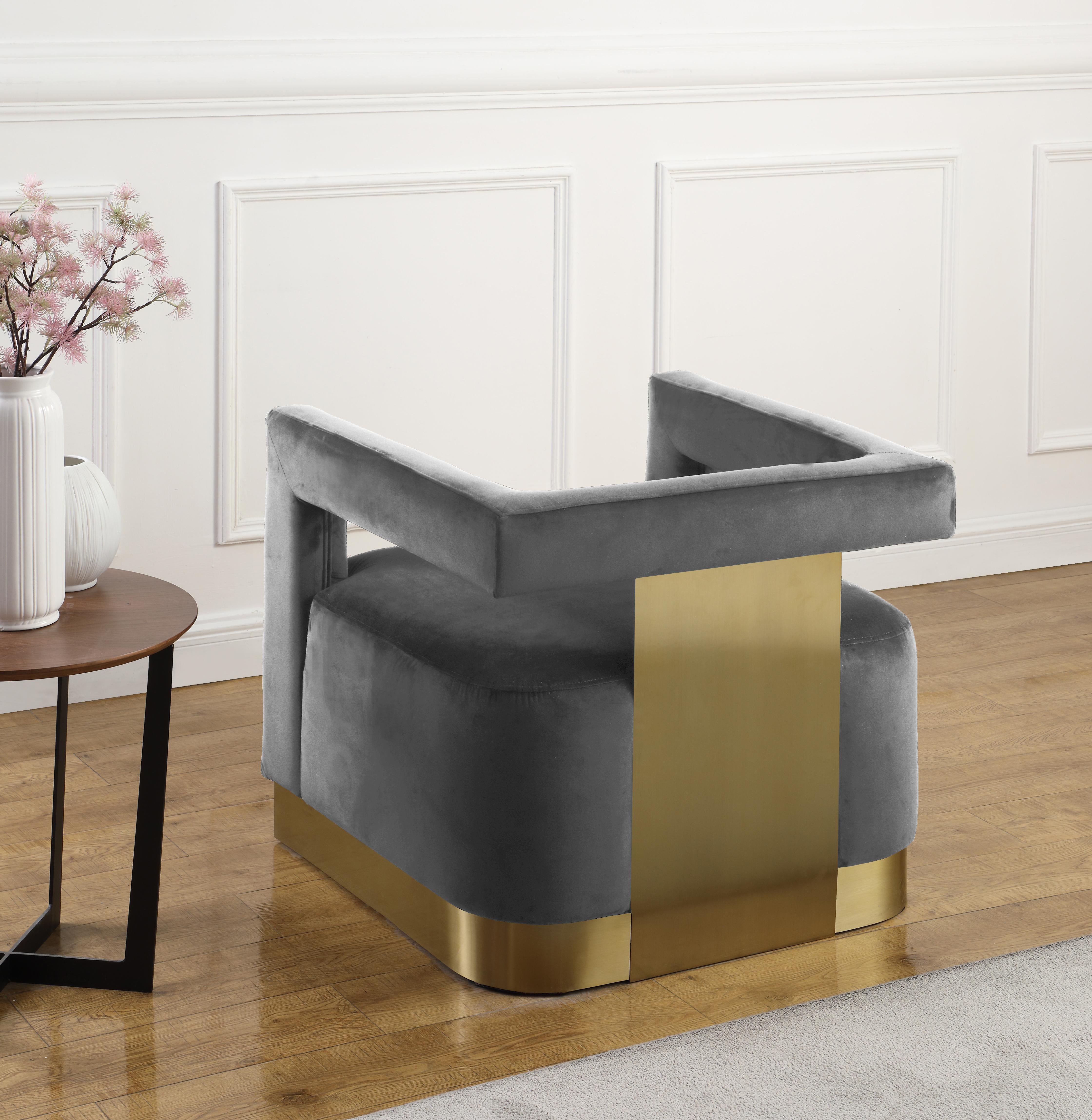 Armani Grey Velvet Accent Chair - Luxury Home Furniture (MI)