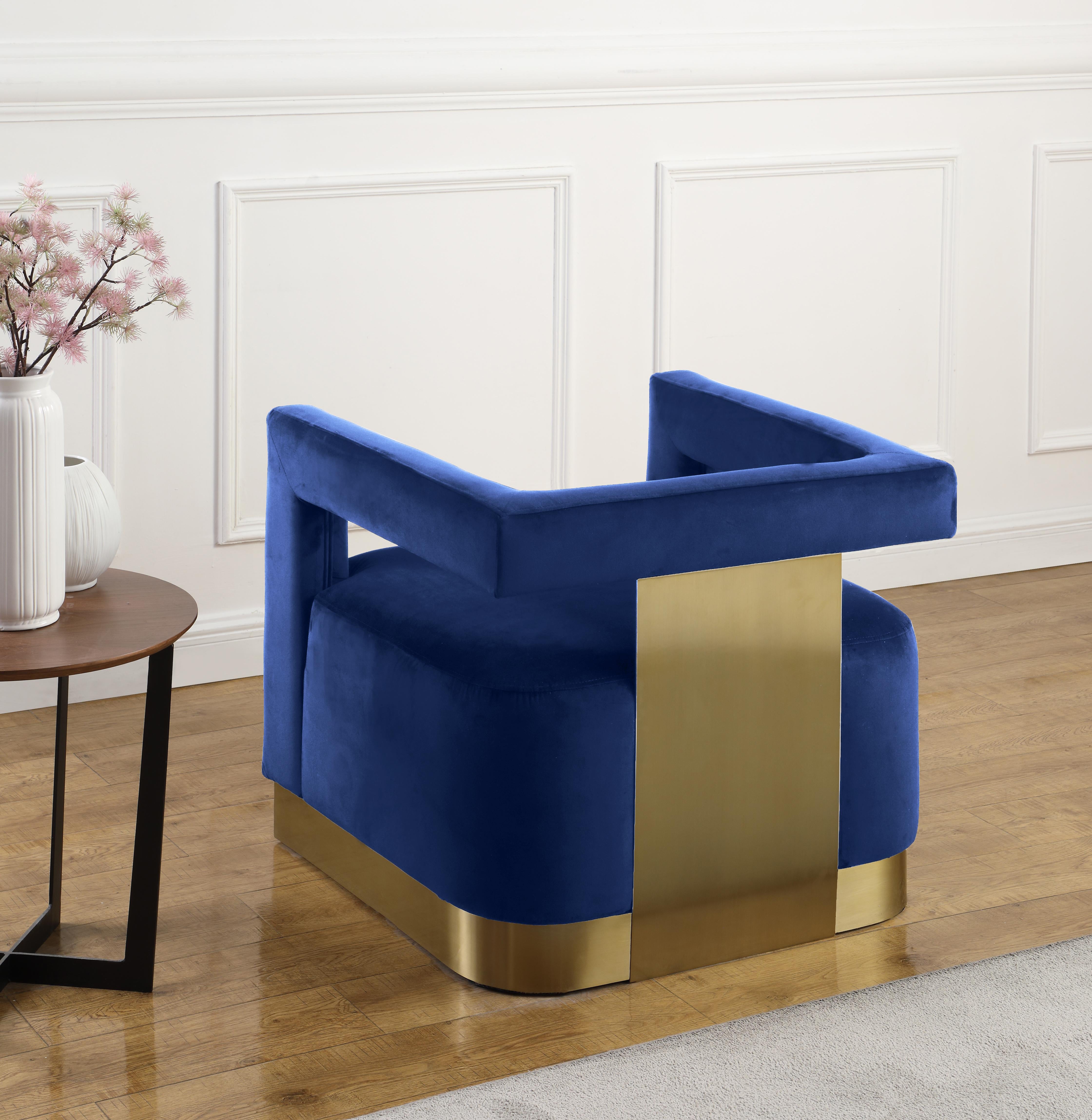 Armani Navy Velvet Accent Chair - Luxury Home Furniture (MI)