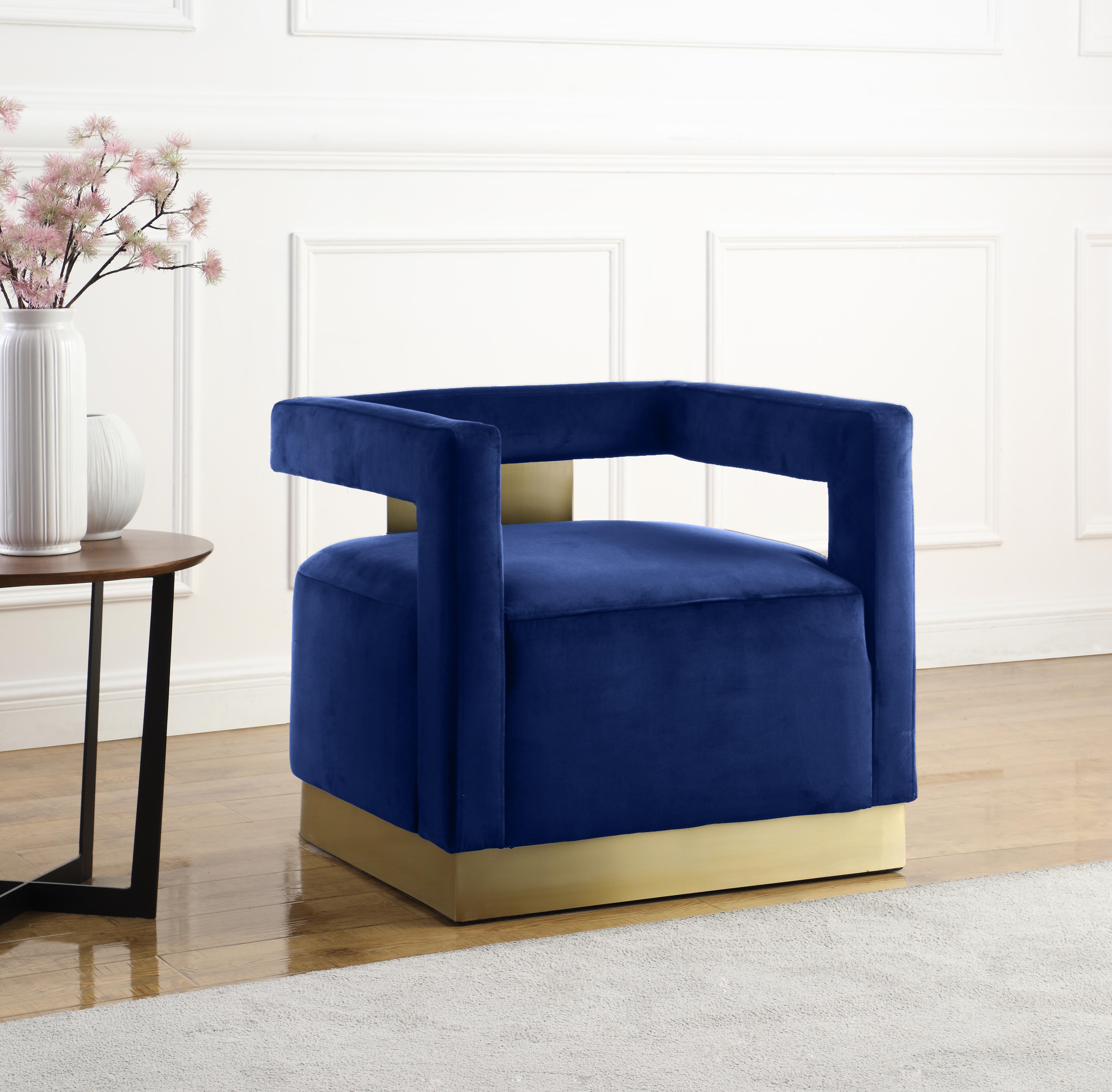 Armani Navy Velvet Accent Chair - Luxury Home Furniture (MI)