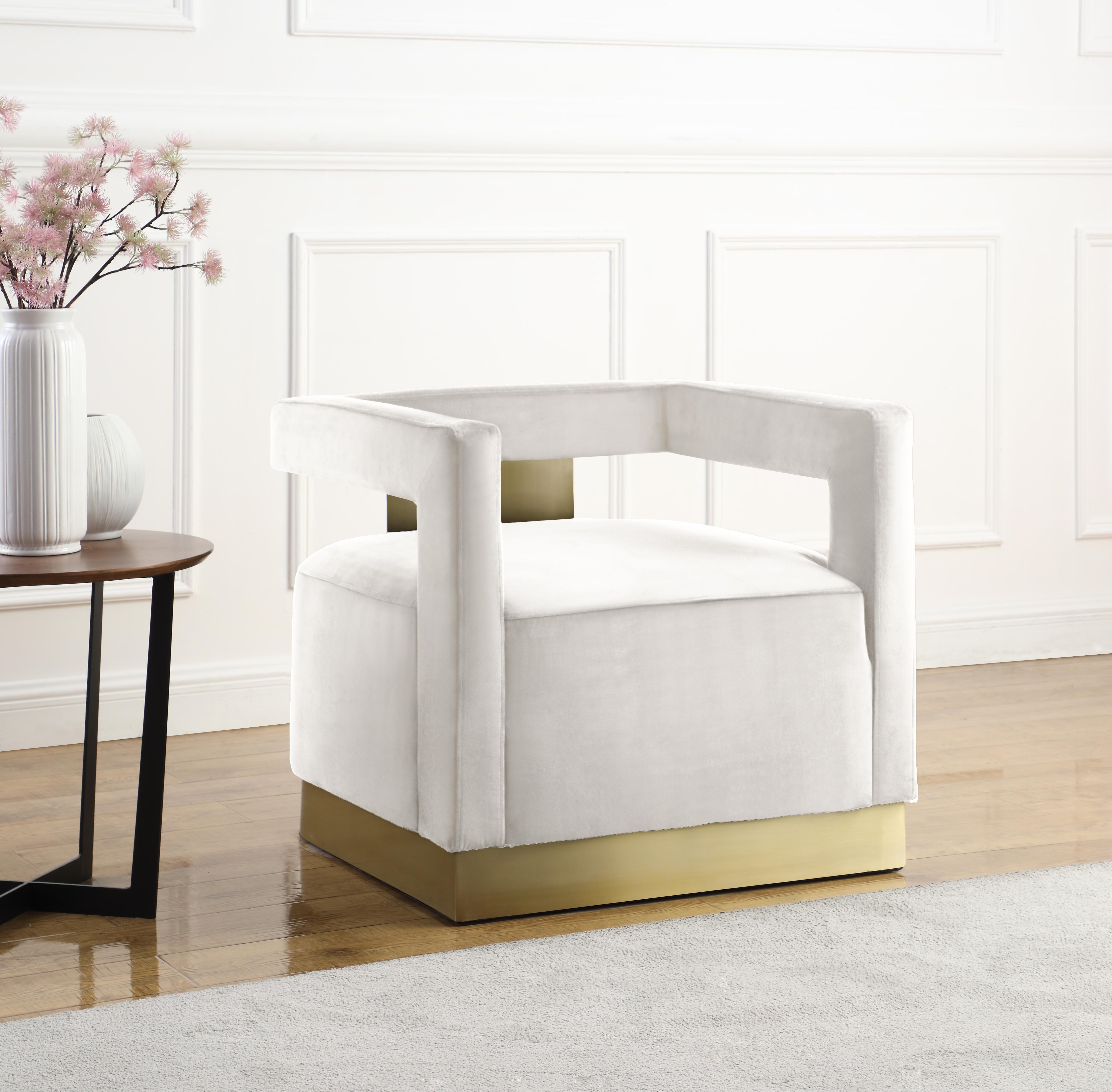 Armani Cream Velvet Accent Chair - Luxury Home Furniture (MI)