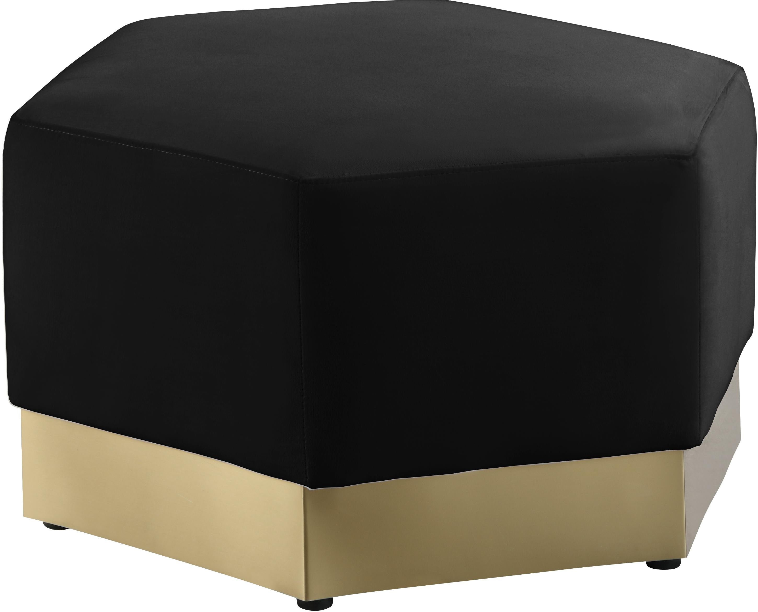Marquis Black Velvet Ottoman - Luxury Home Furniture (MI)