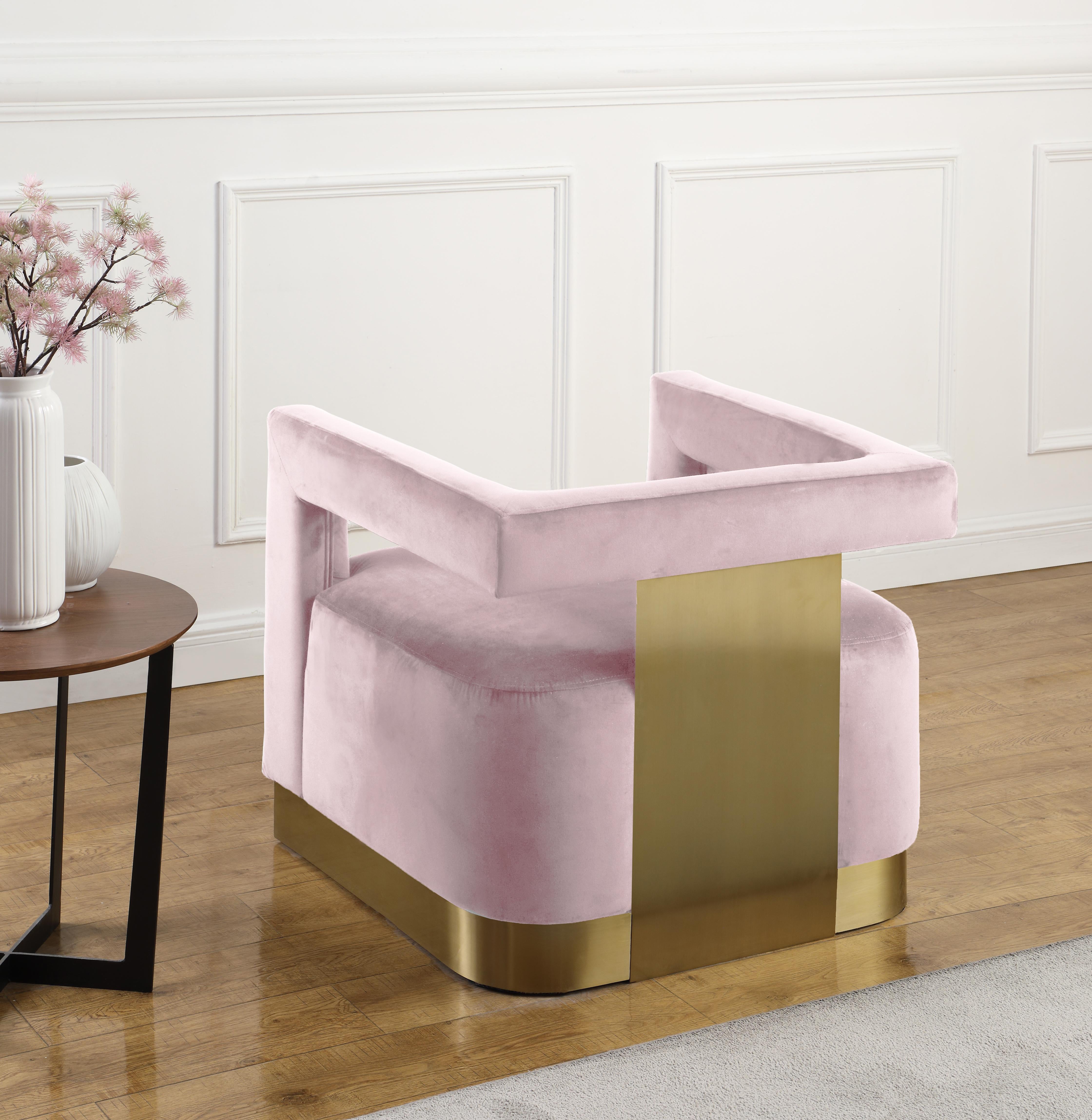 Armani Pink Velvet Accent Chair - Luxury Home Furniture (MI)