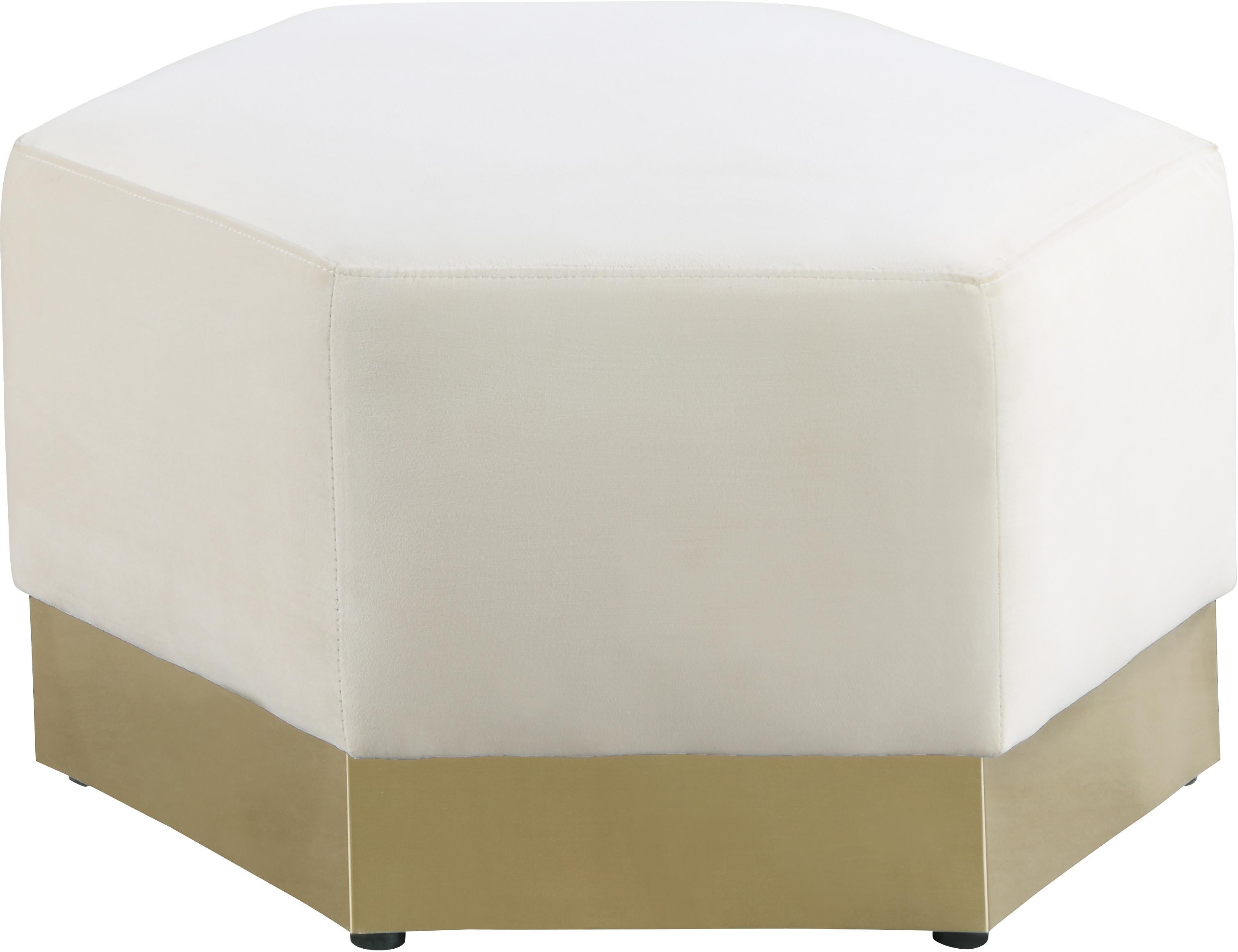 Marquis Cream Velvet Ottoman - Luxury Home Furniture (MI)