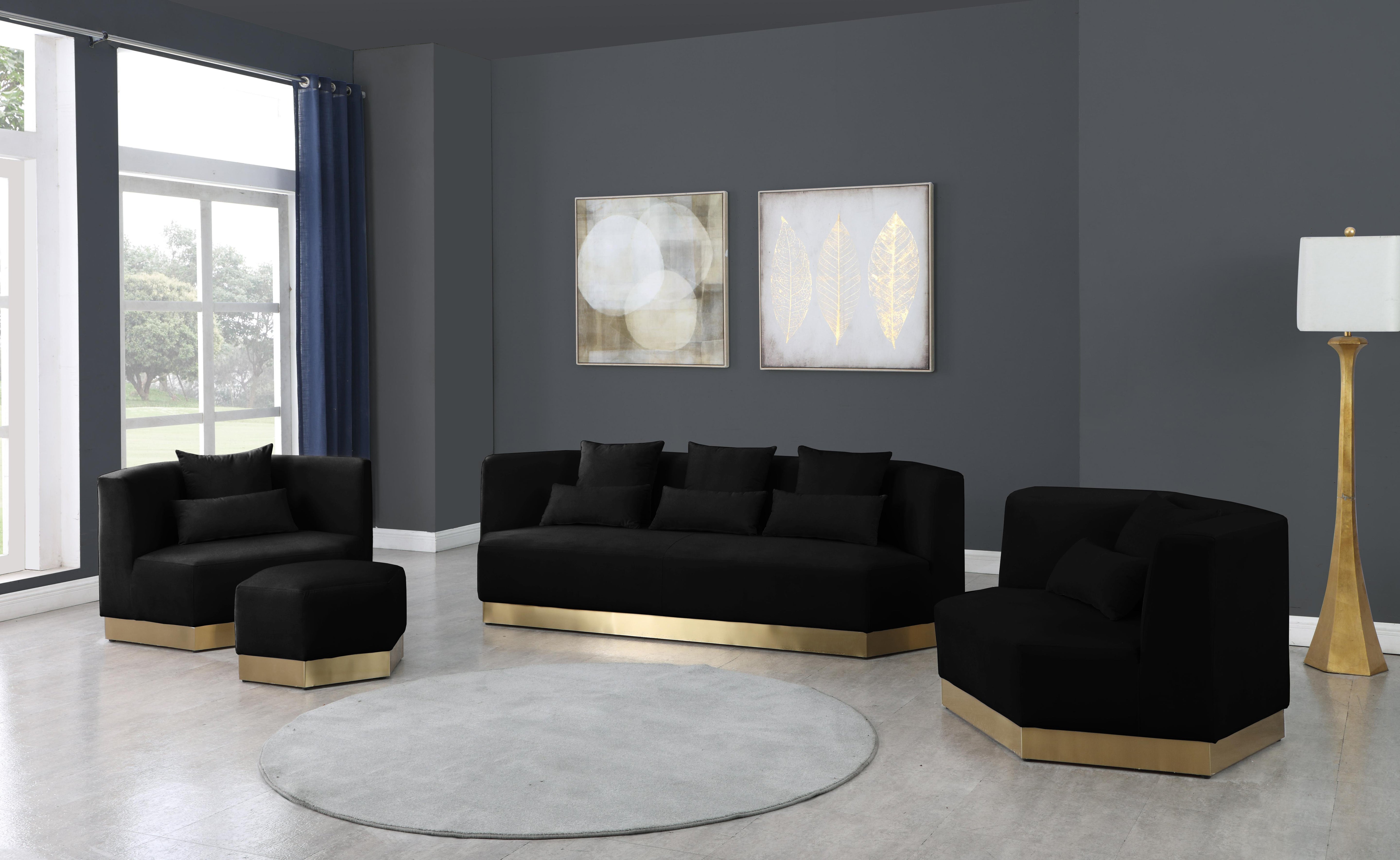 Marquis Black Velvet Sofa - Luxury Home Furniture (MI)